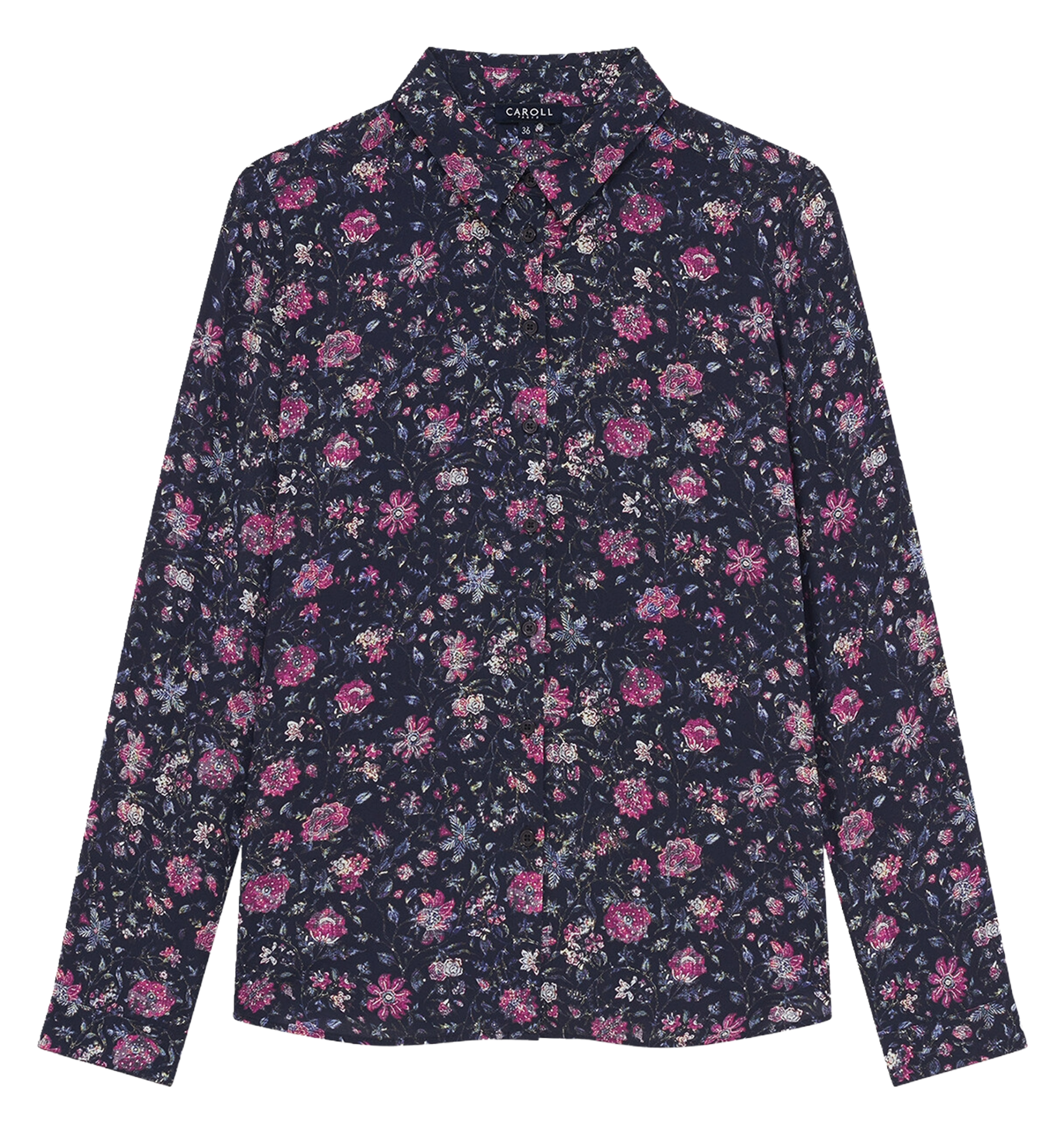 Straight-fit blouse met klassieke kraag en print CAROLL Blauw
