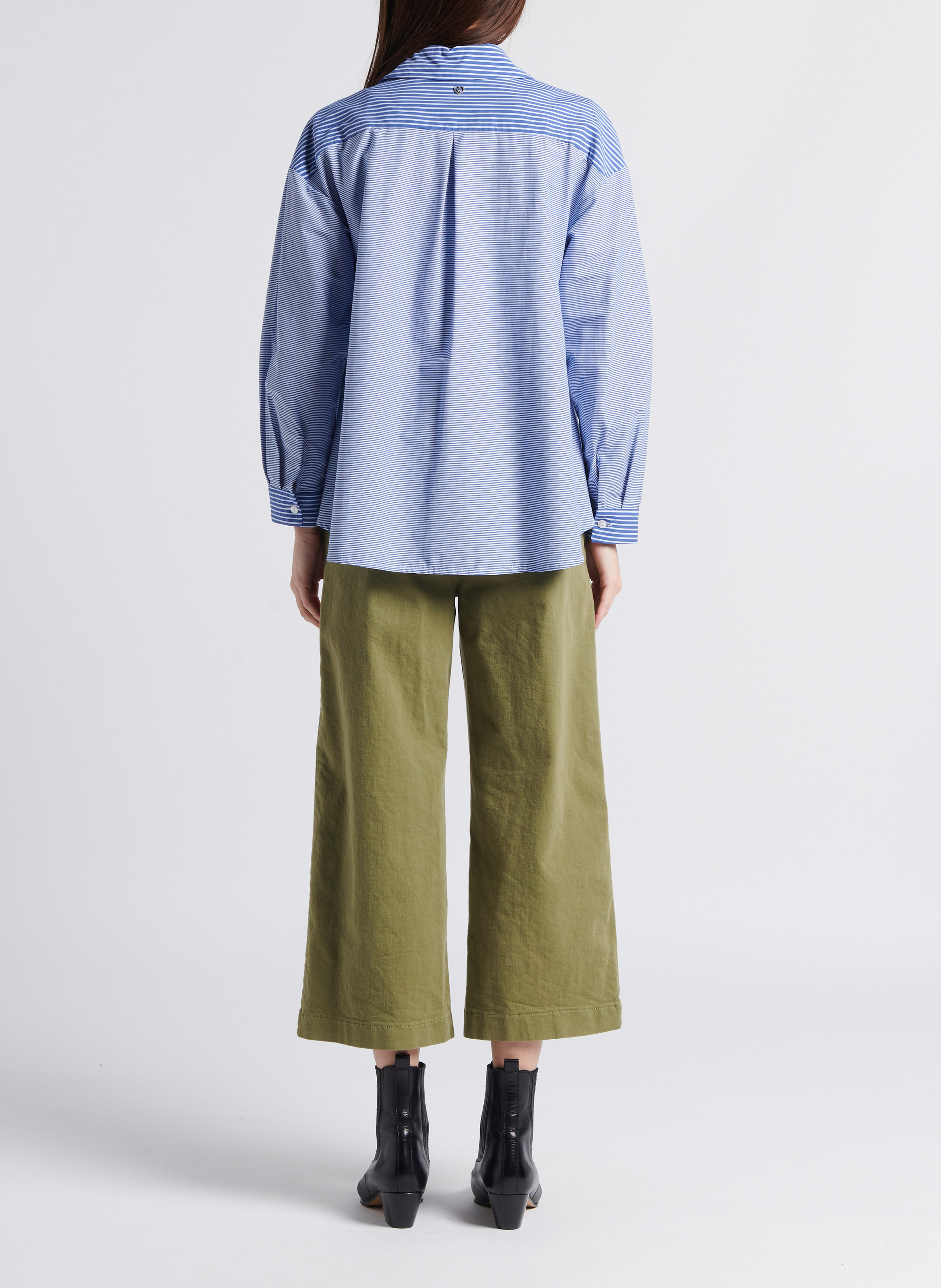 Gestreepte blouse met klassieke kraag | katoenblend PLEASE Blauw