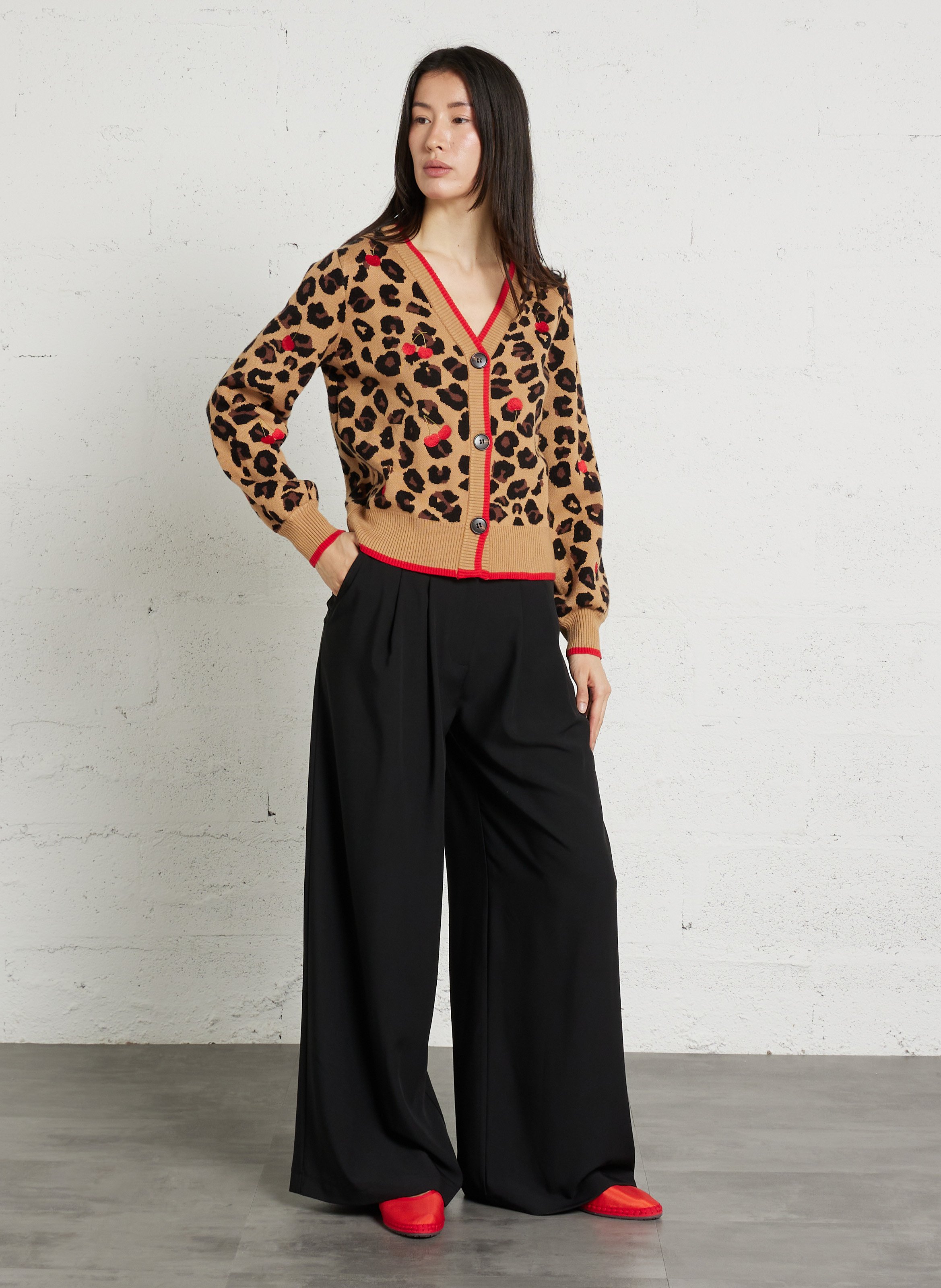 Leopard print straight cardigan NEVER FULLY DRESSED Multicolored