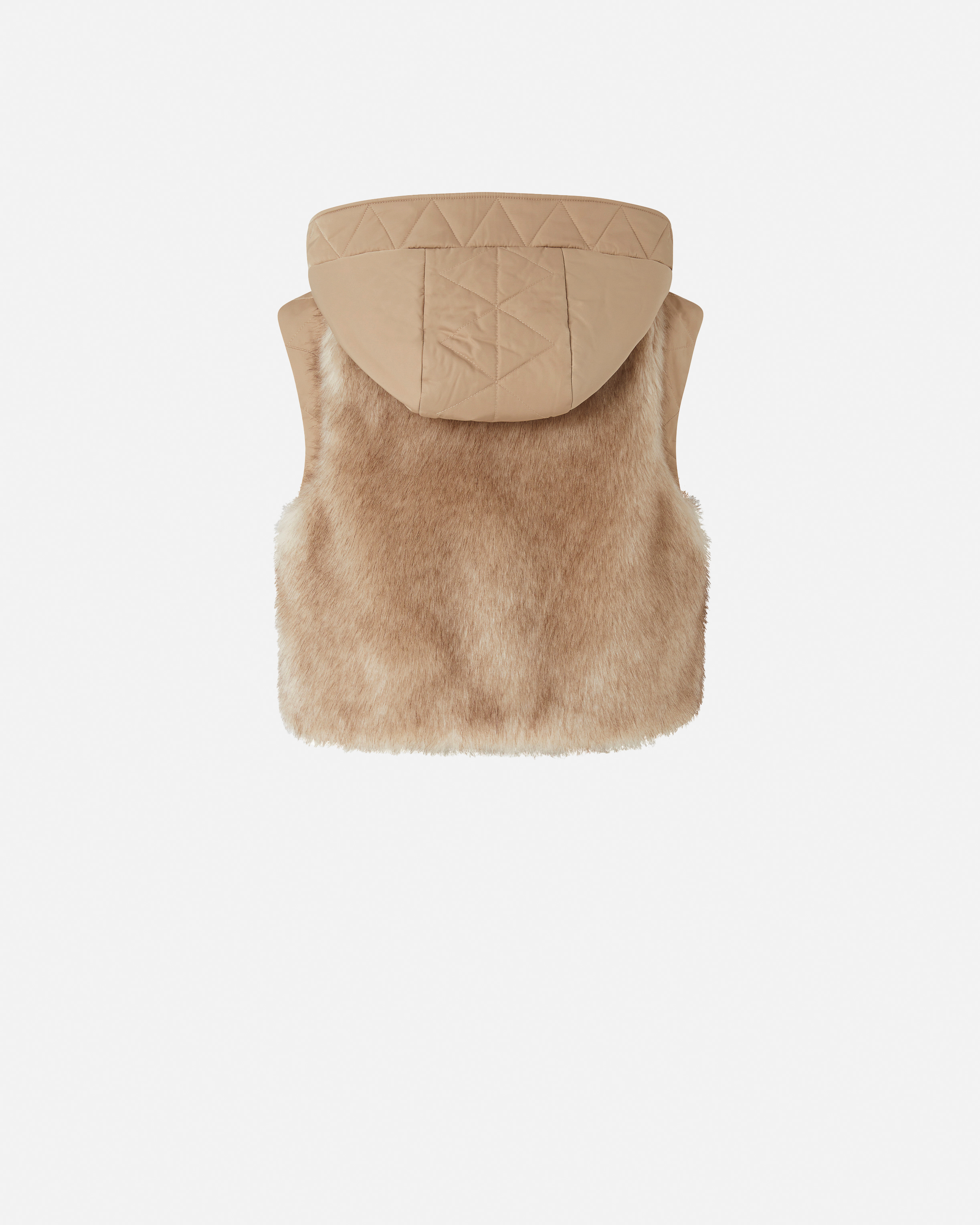 Padded faux fur hooded vest PINKO Beige