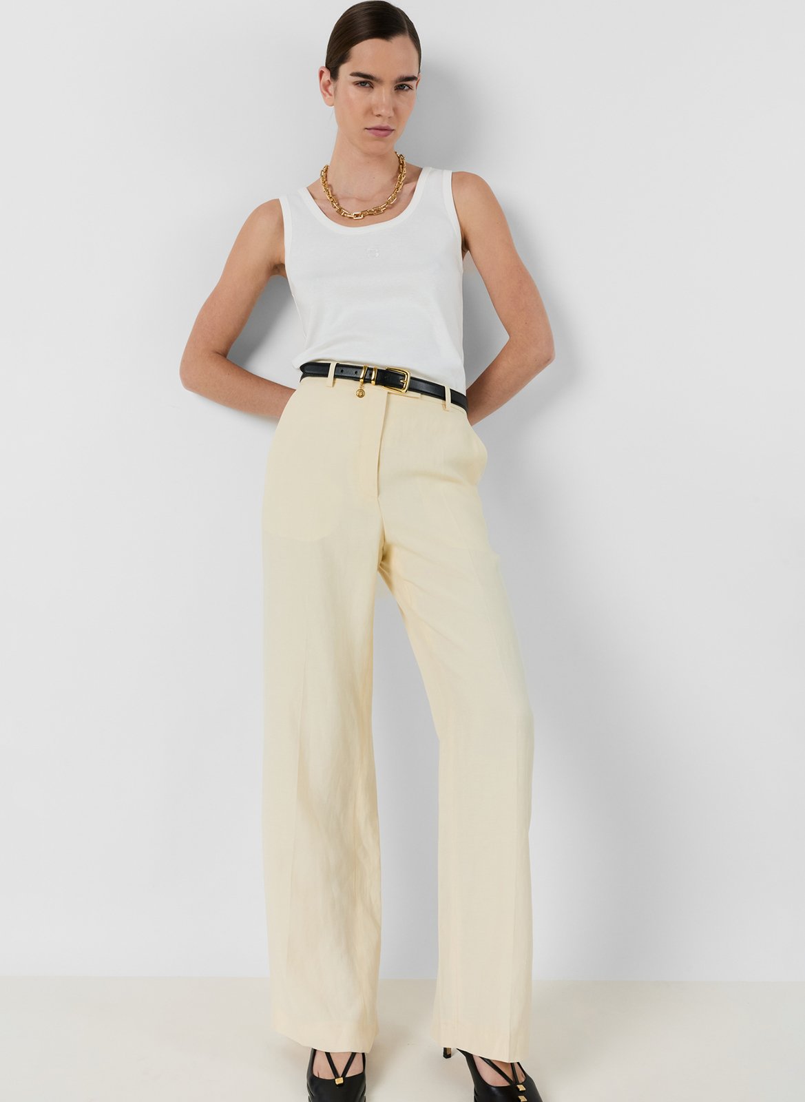 Hoch geschnittene einfarbige Anzughose GERARD DAREL Gelb