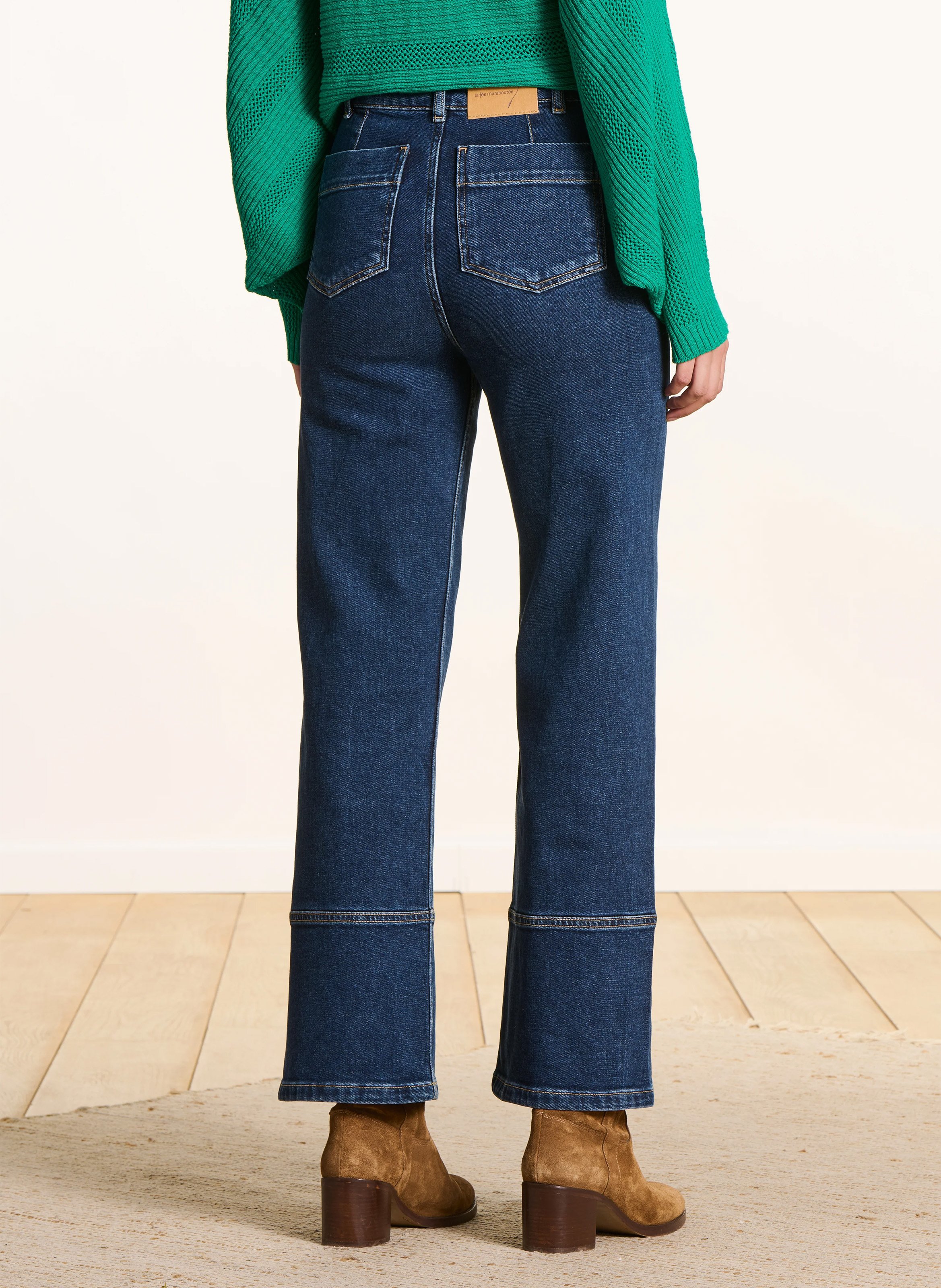 Straight organic cotton-blend high-rise jeans LA FEE MARABOUTEE Blue
