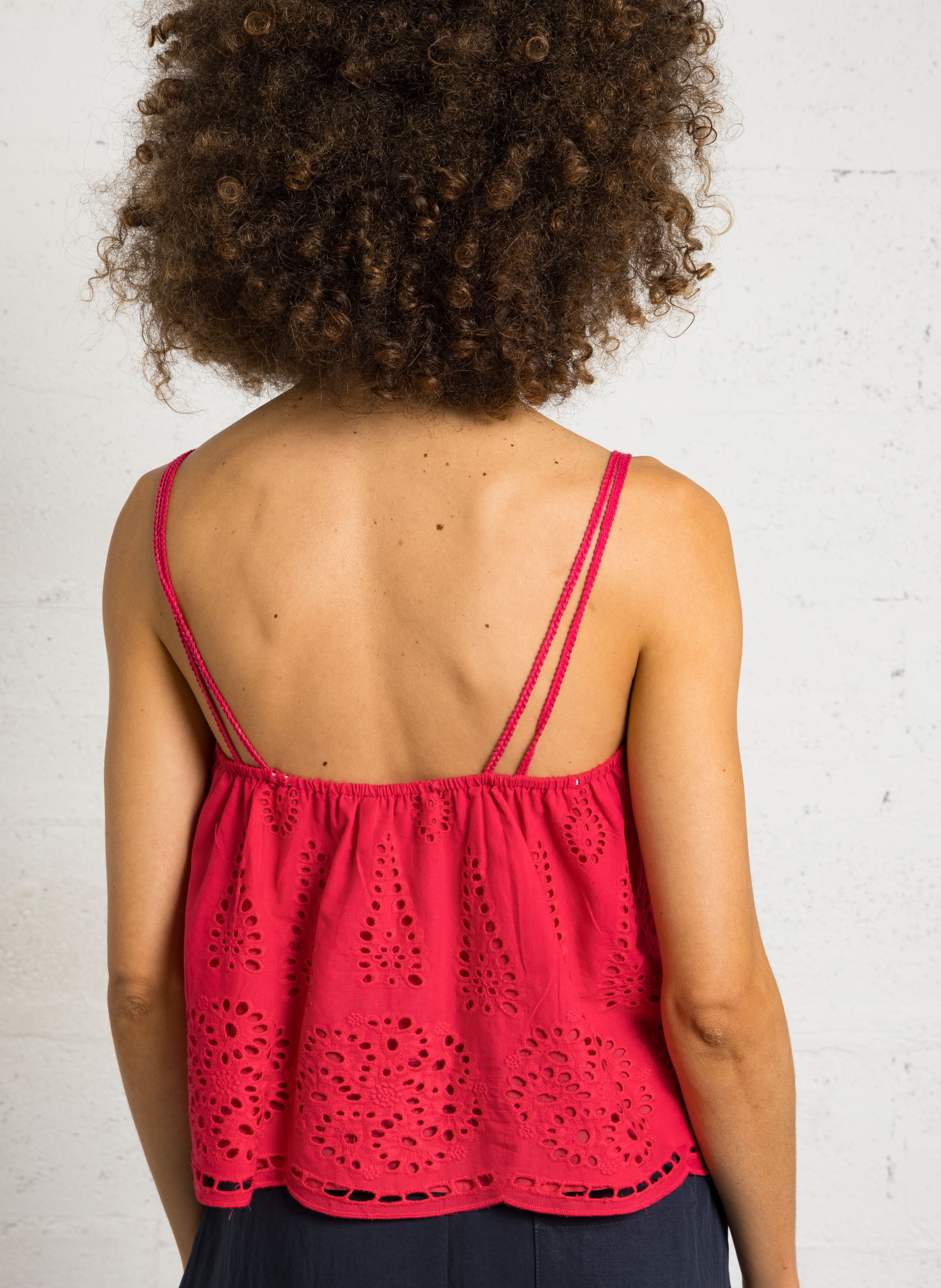 Top ample brodé à bretelles THE KORNER Violet