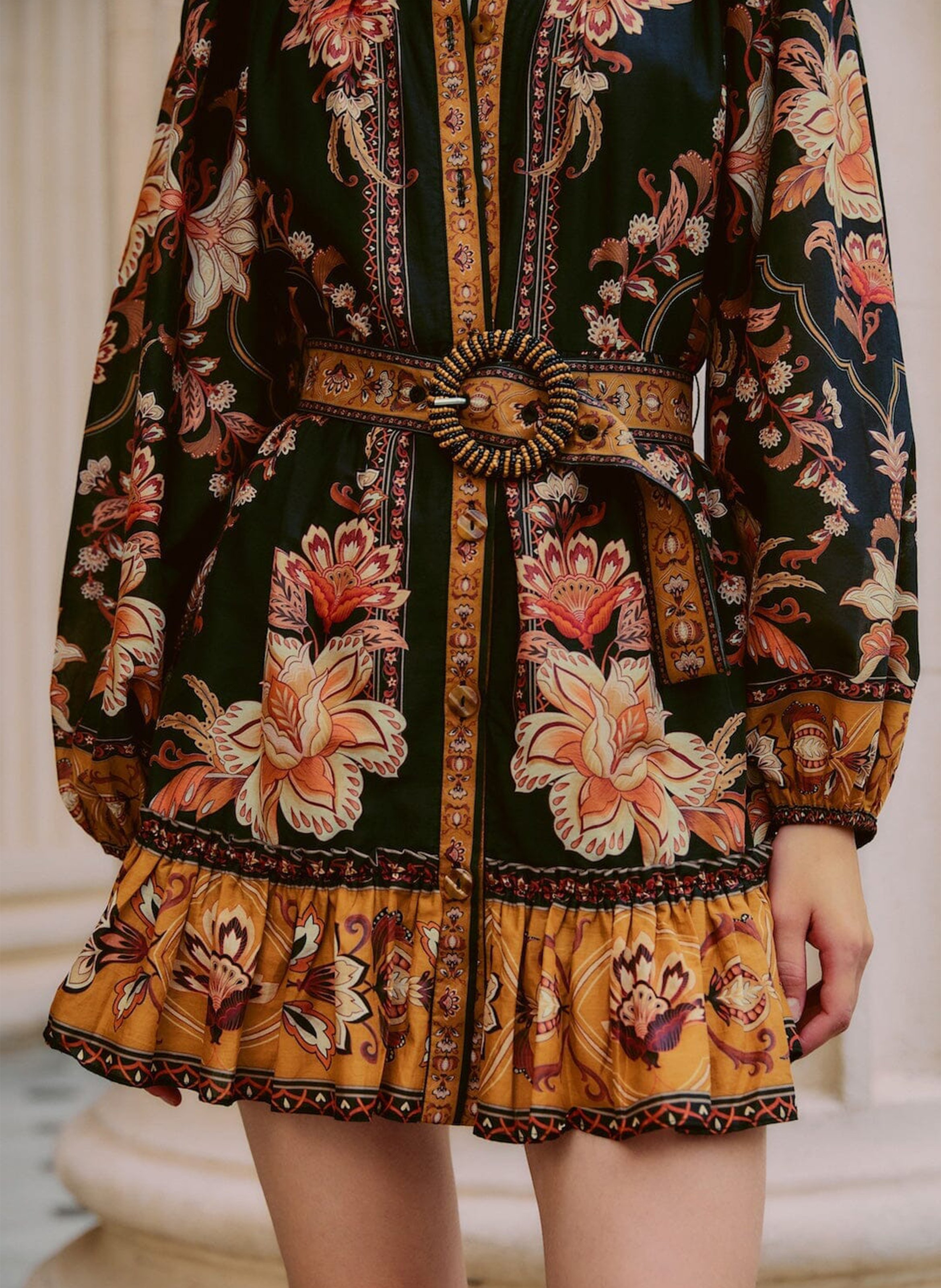 Cotton flared dress FARM RIO Black