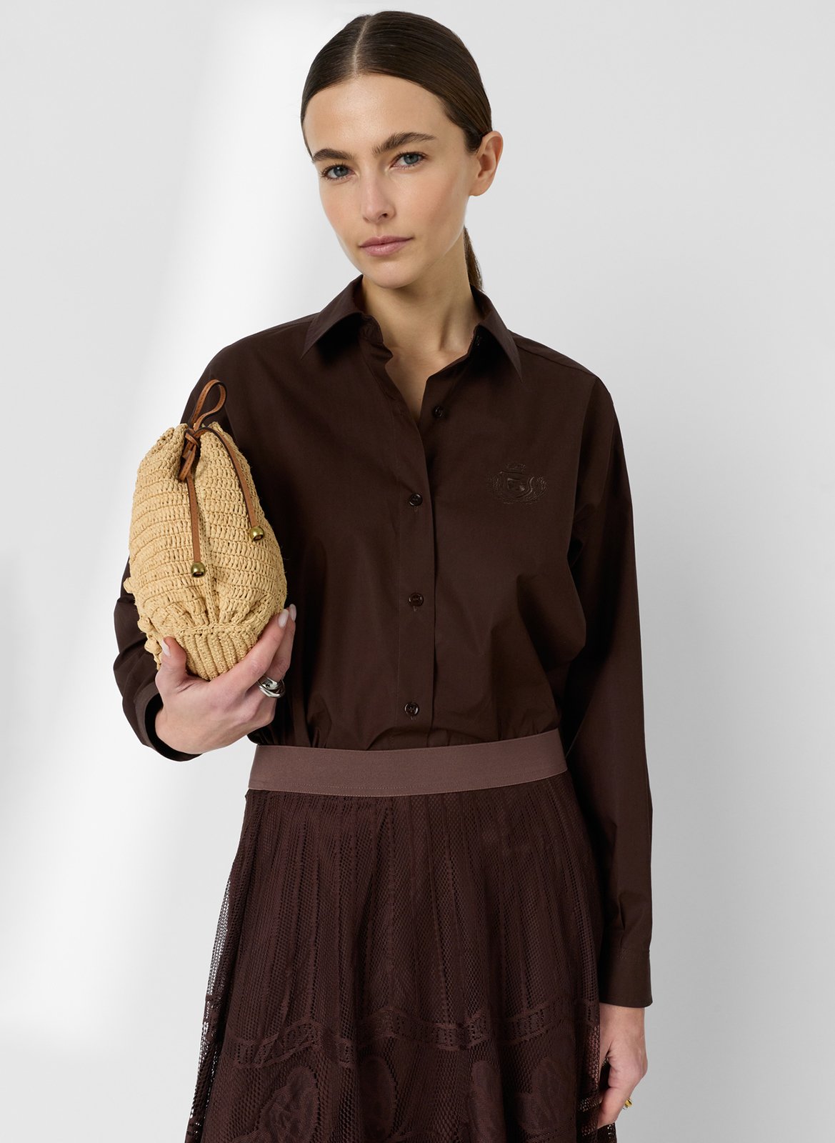 Chemise col classique en coton GERARD DAREL Marron