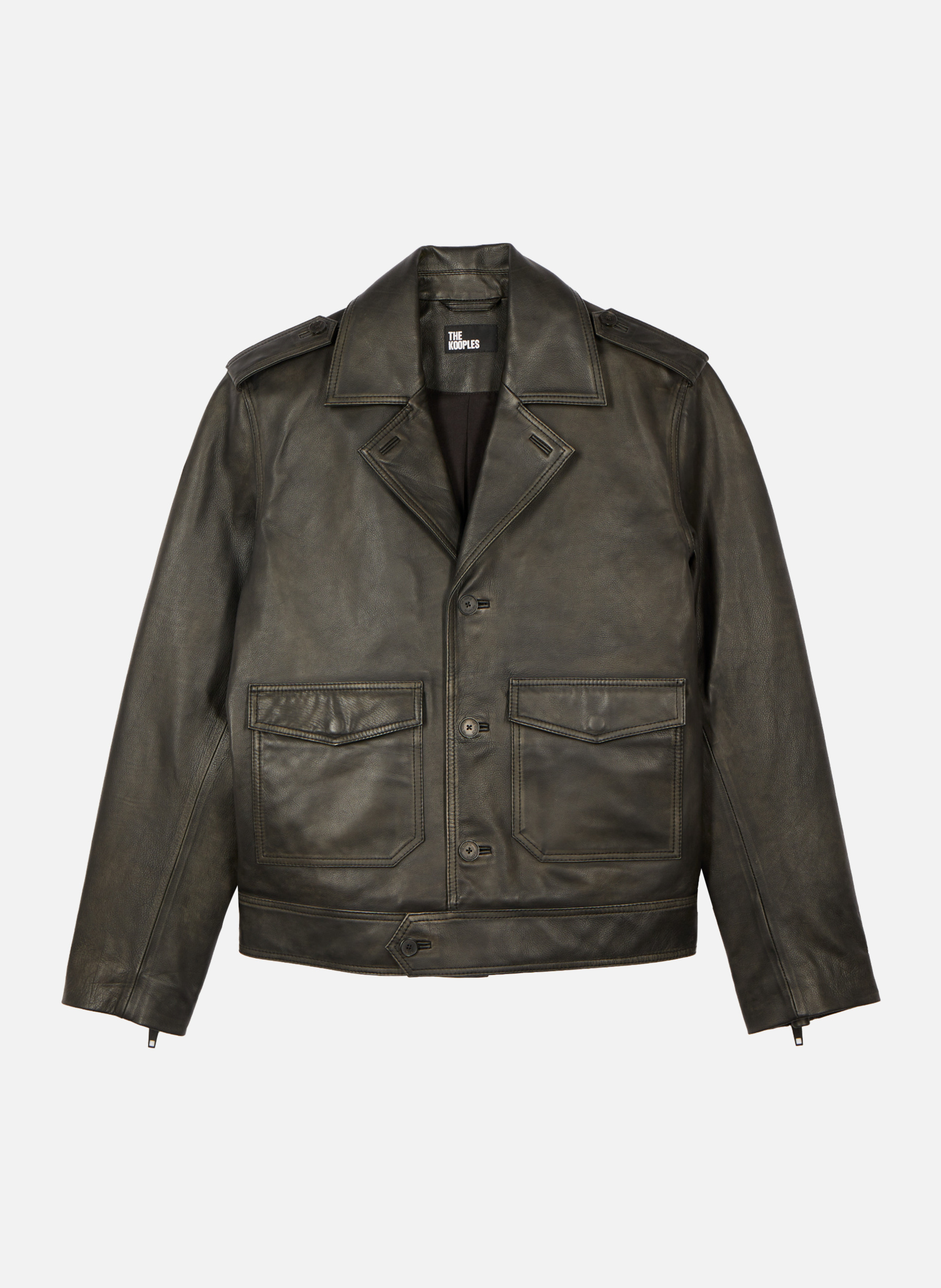 Buttoned leather jacket THE KOOPLES Black