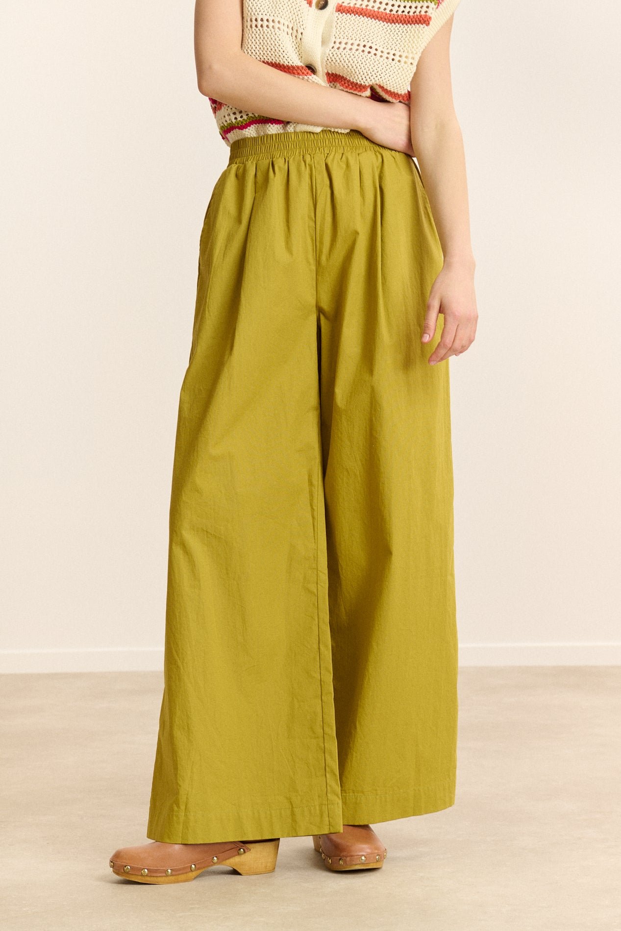 Elasticated wide-leg trousers GARANCE PARIS Green