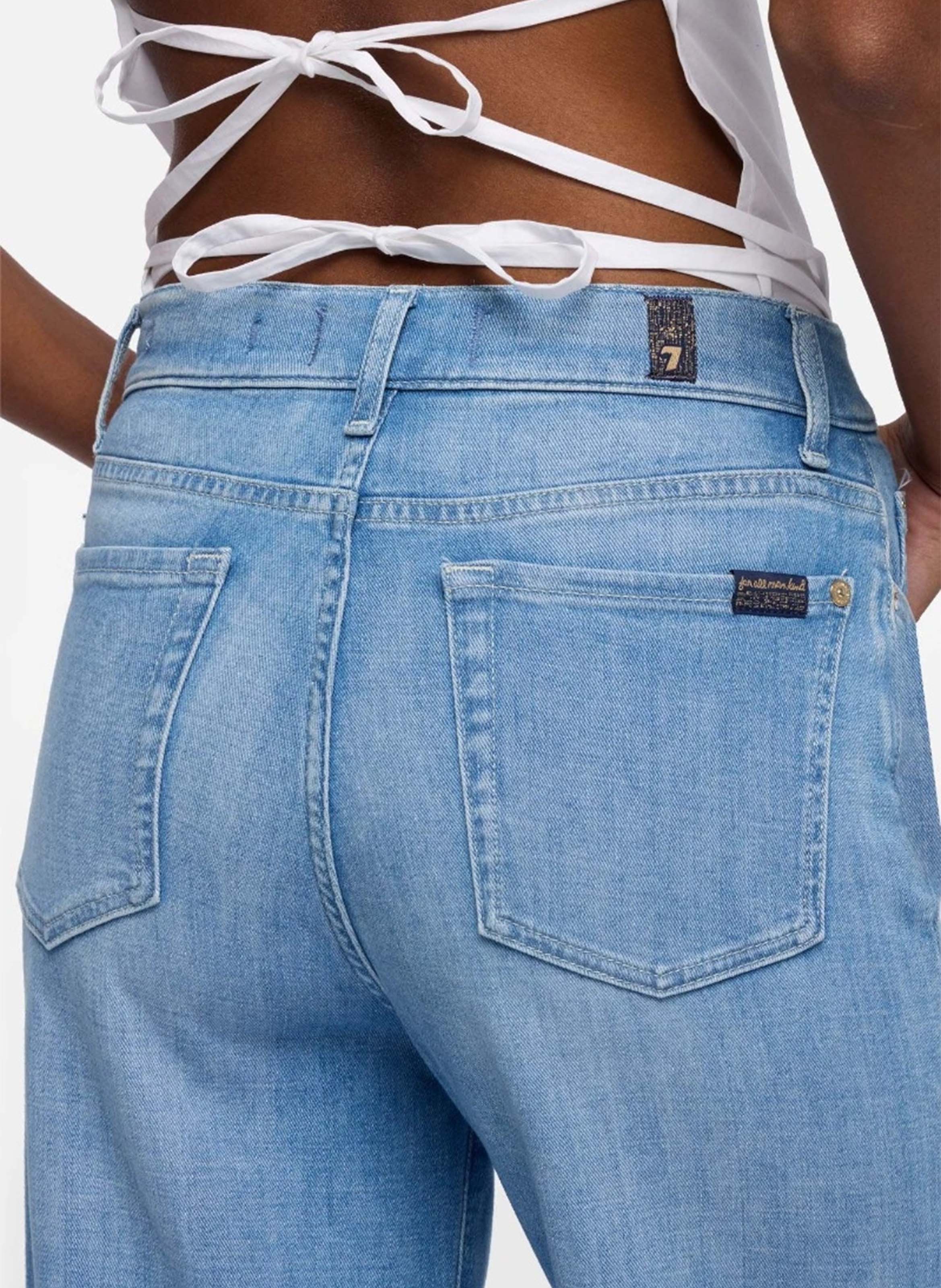 Flared cotton-blend jeans 7 FOR ALL MANKIND Blue