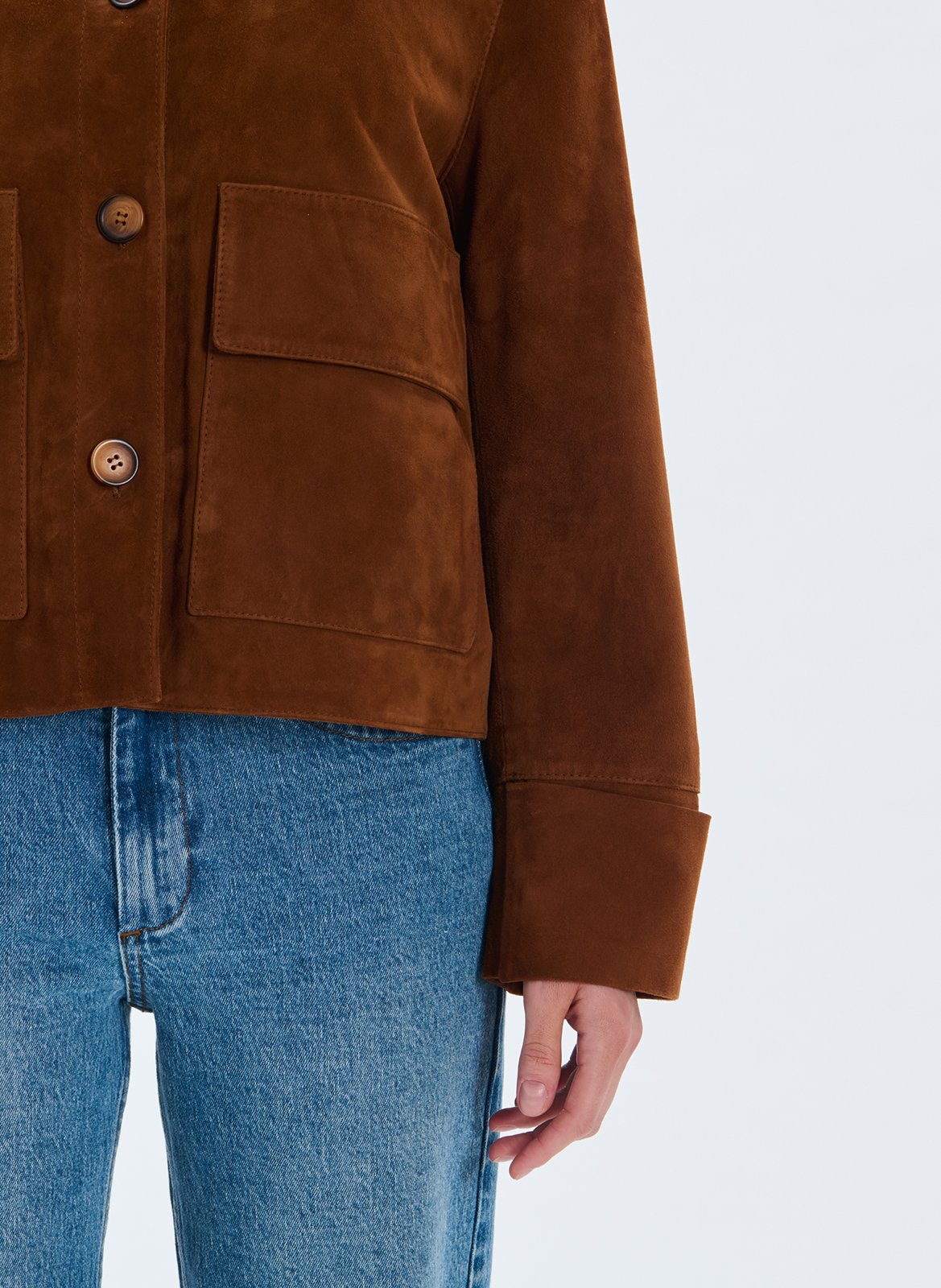 Gerade Knopfleiste Wildlederjacke ZAPA Braun