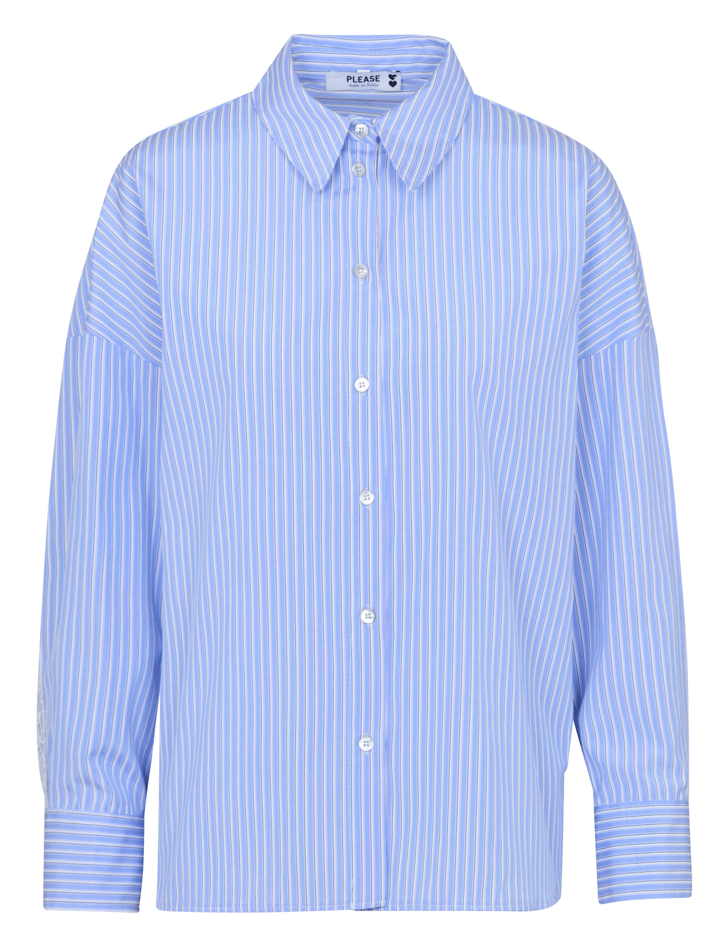Weite gestreifte Bluse mit Spitze am Rücken PLEASE Blau