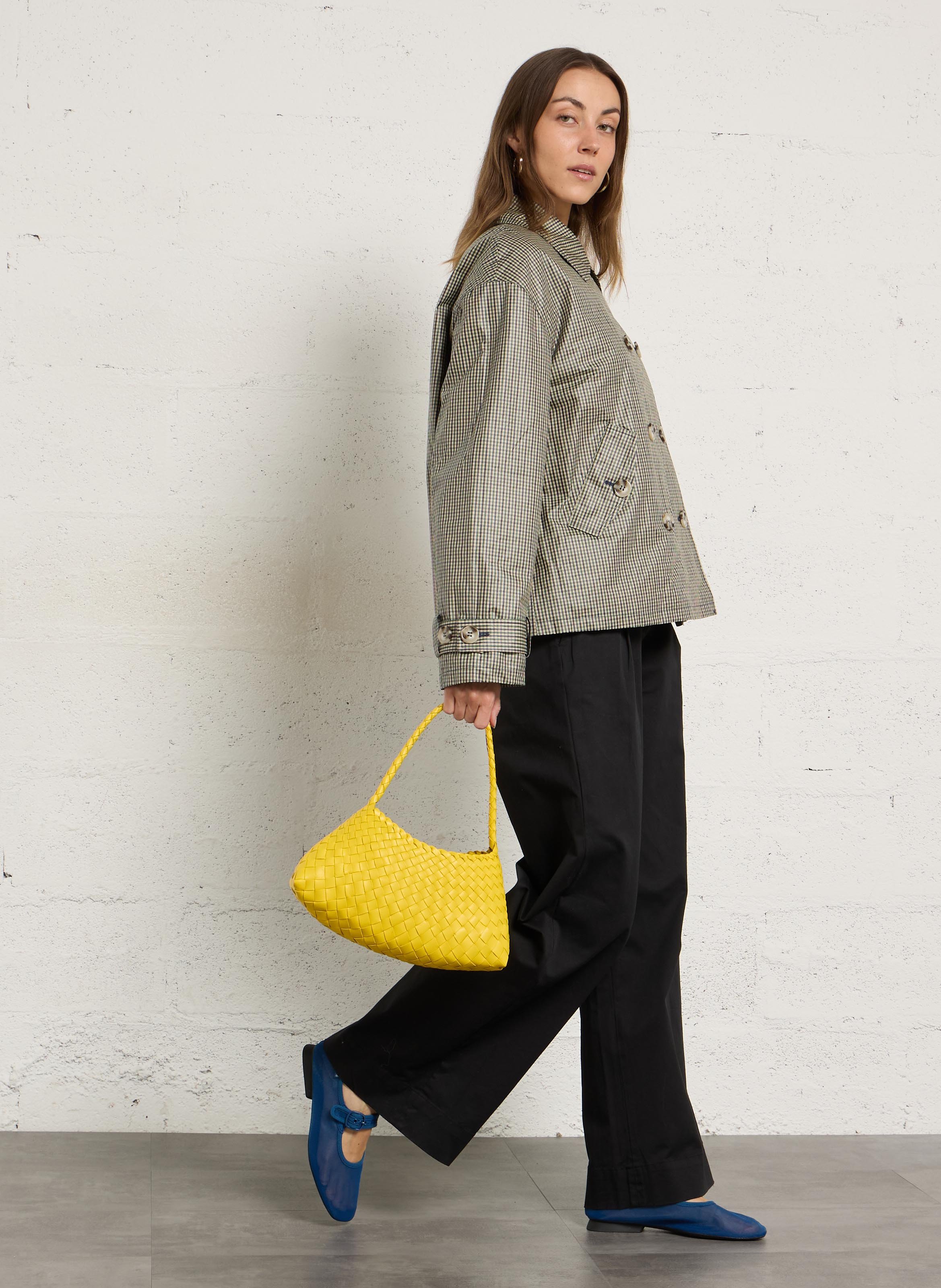 Woven leather basket DRAGON DIFFUSION Yellow