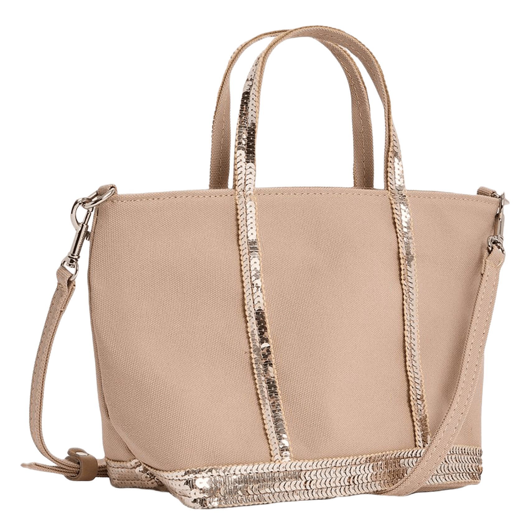 Mini-Tragetasche mit Pailletten aus Baumwollcanvas VANESSA BRUNO Braun