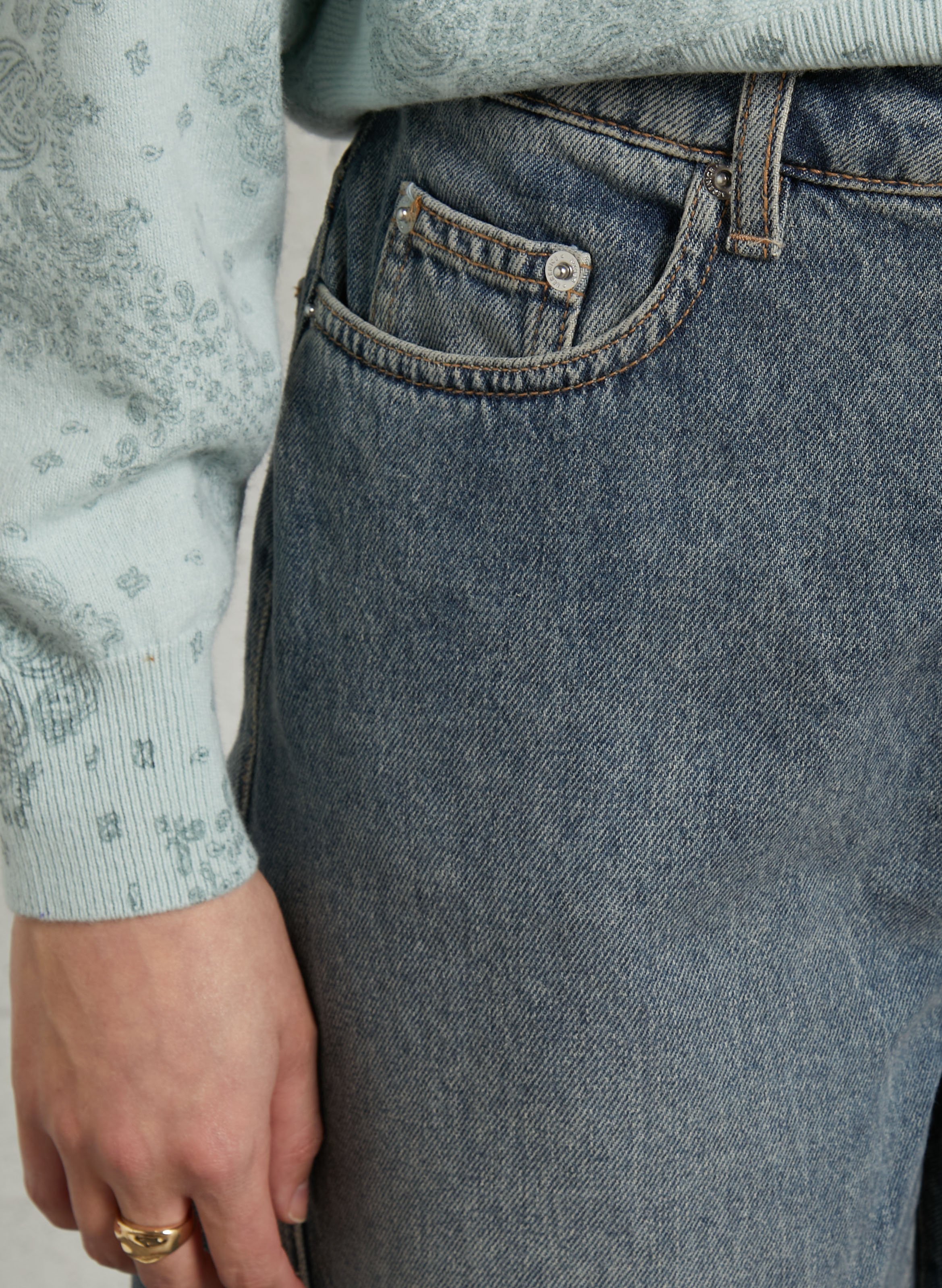 Bermuda large en coton BERENICE Bleu