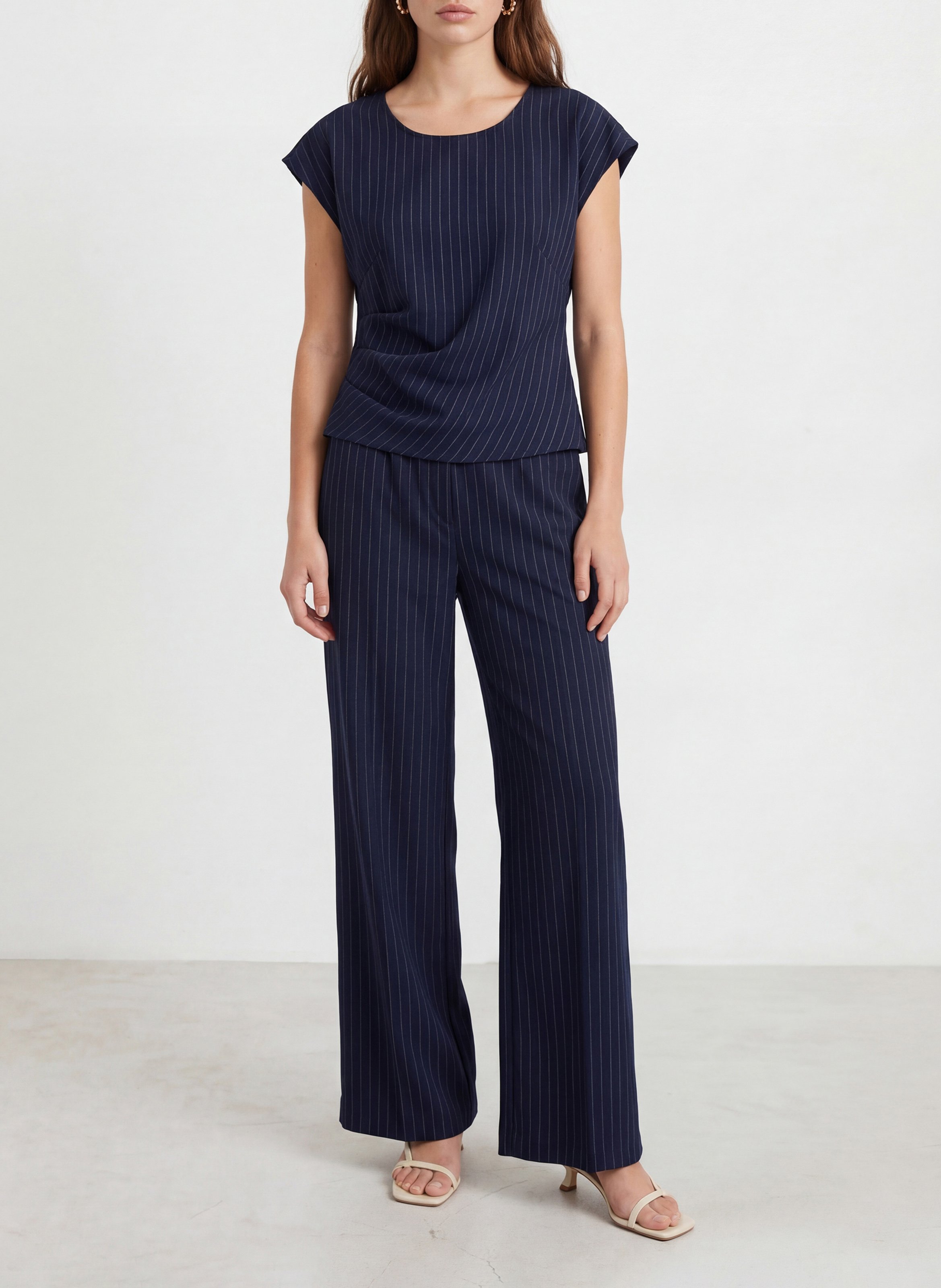 Pantalon large à rayures KOOKAI Bleu