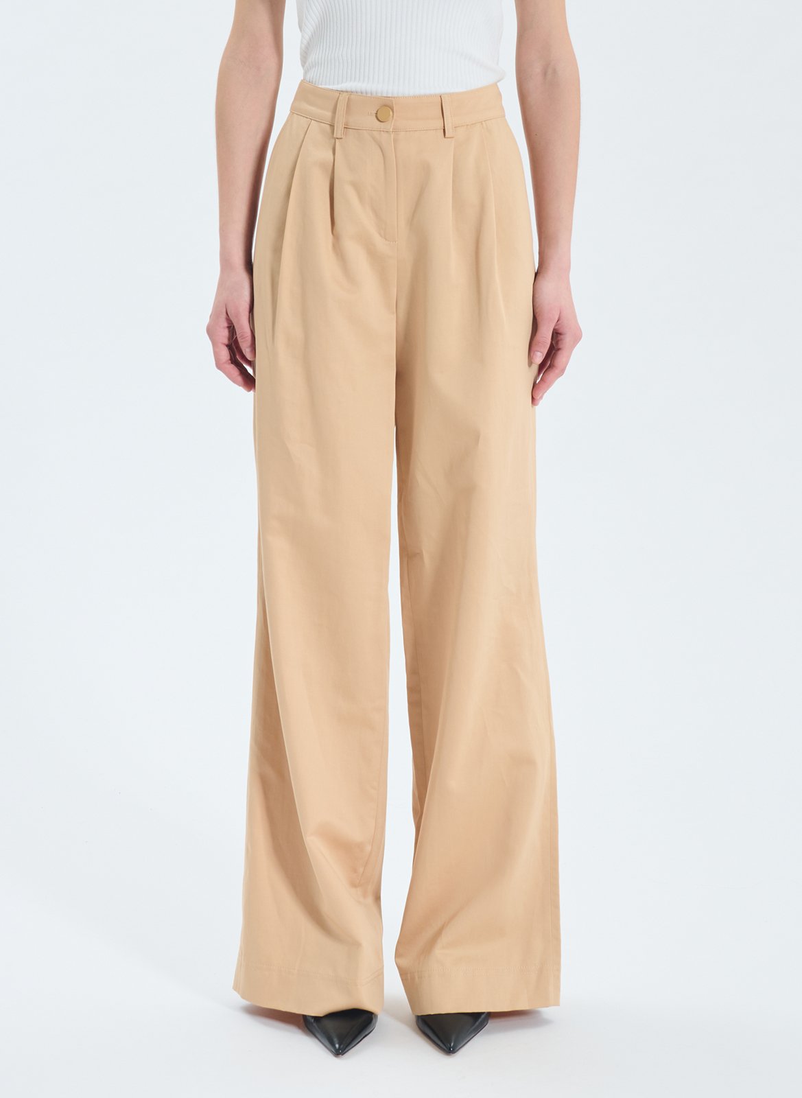 Pantalon large à pinces uni  ZAPA Beige