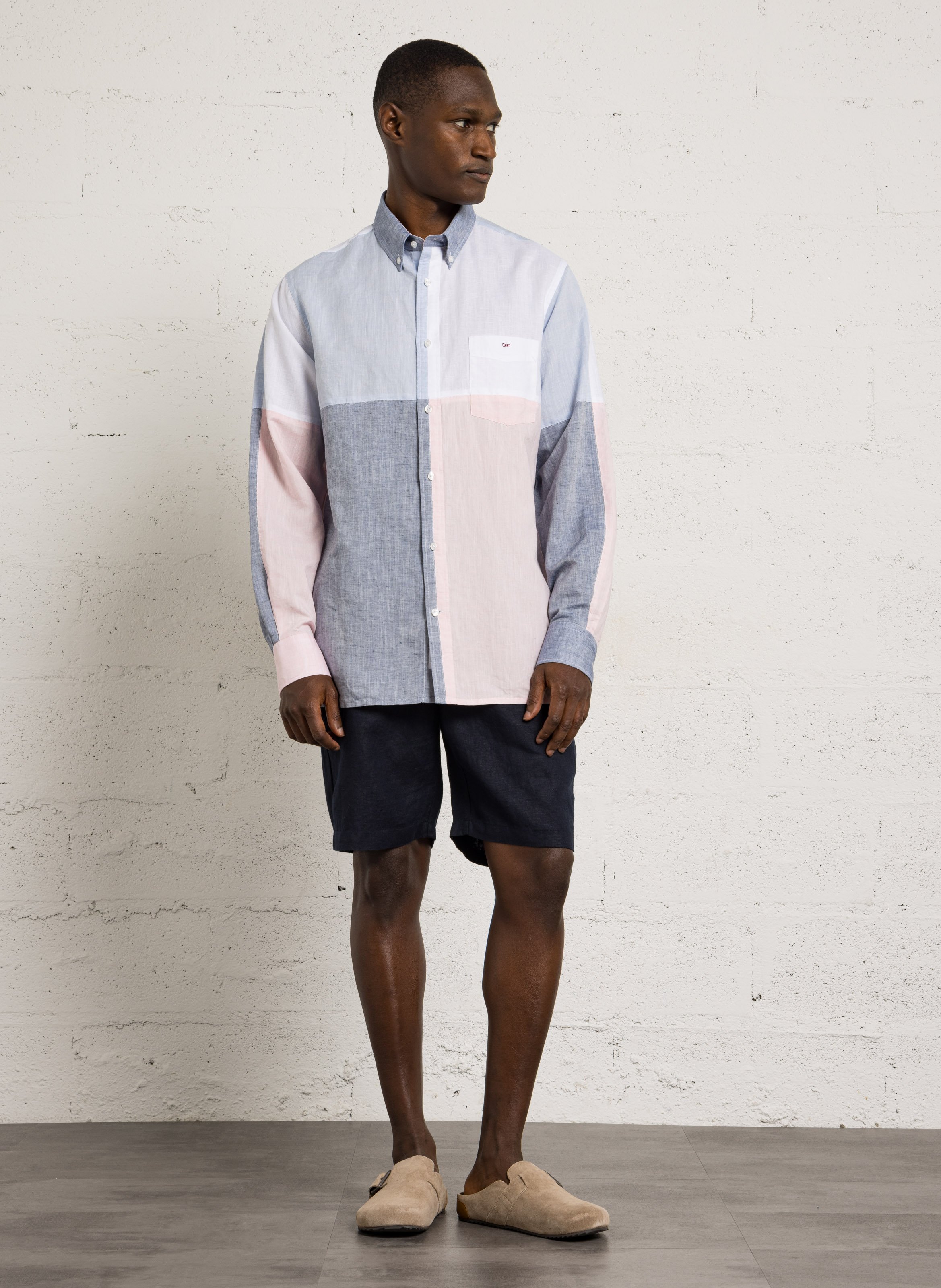 Pantalón ajustado de lino Azul