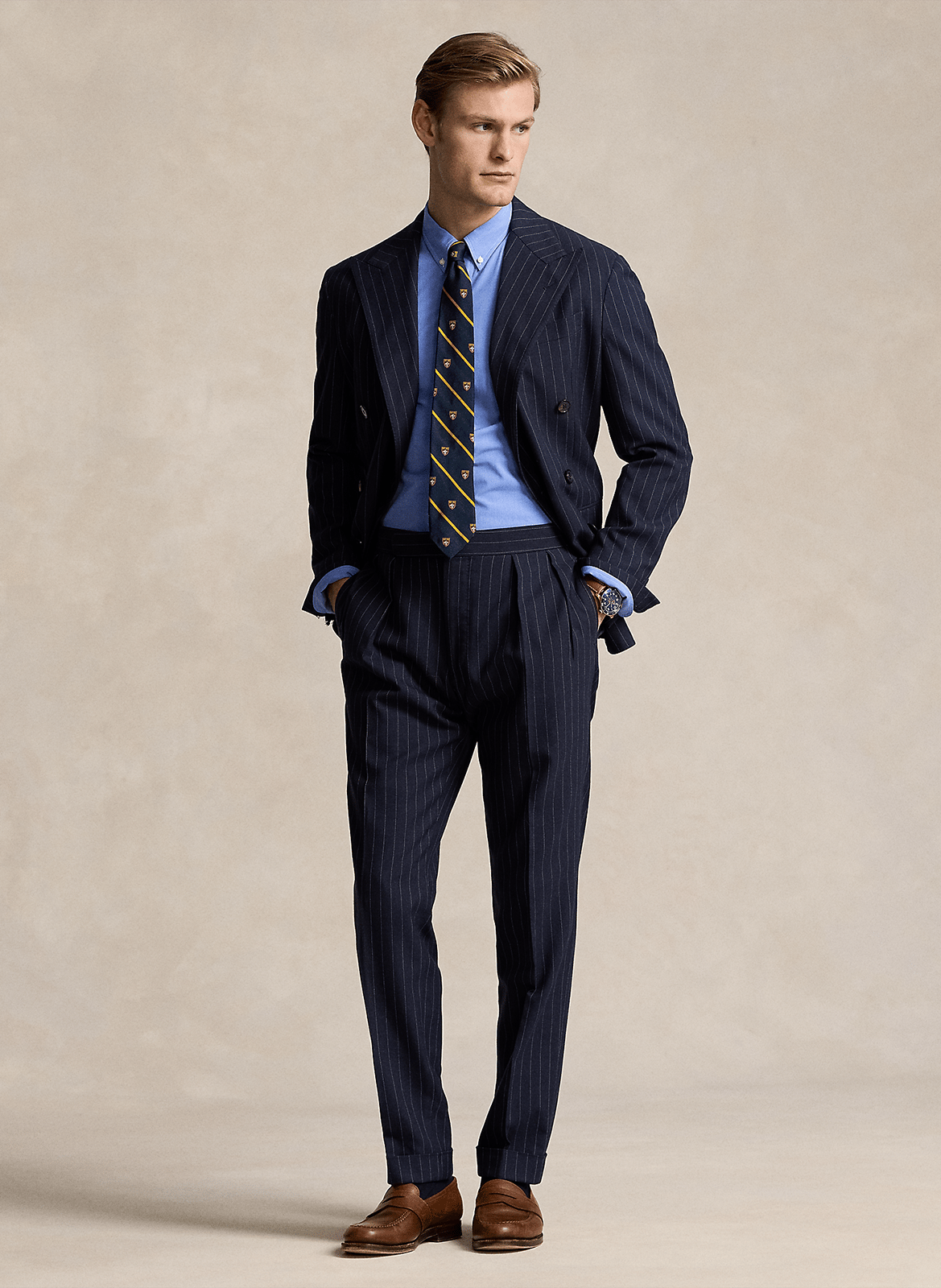 Cotton-blend shirt with button-down collar POLO RALPH LAUREN Blue