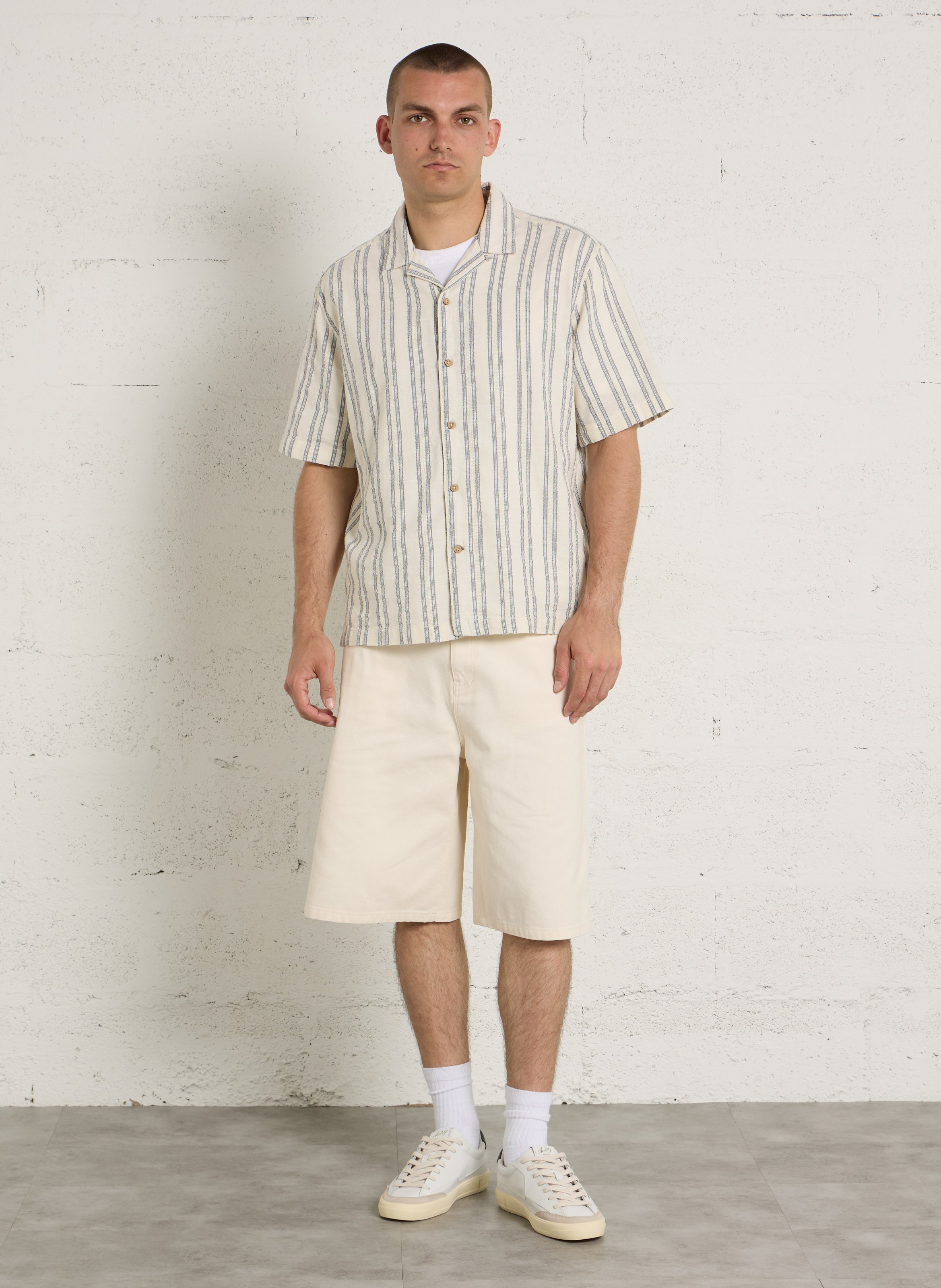 Striped shirt with classic collar PEPE JEANS Beige