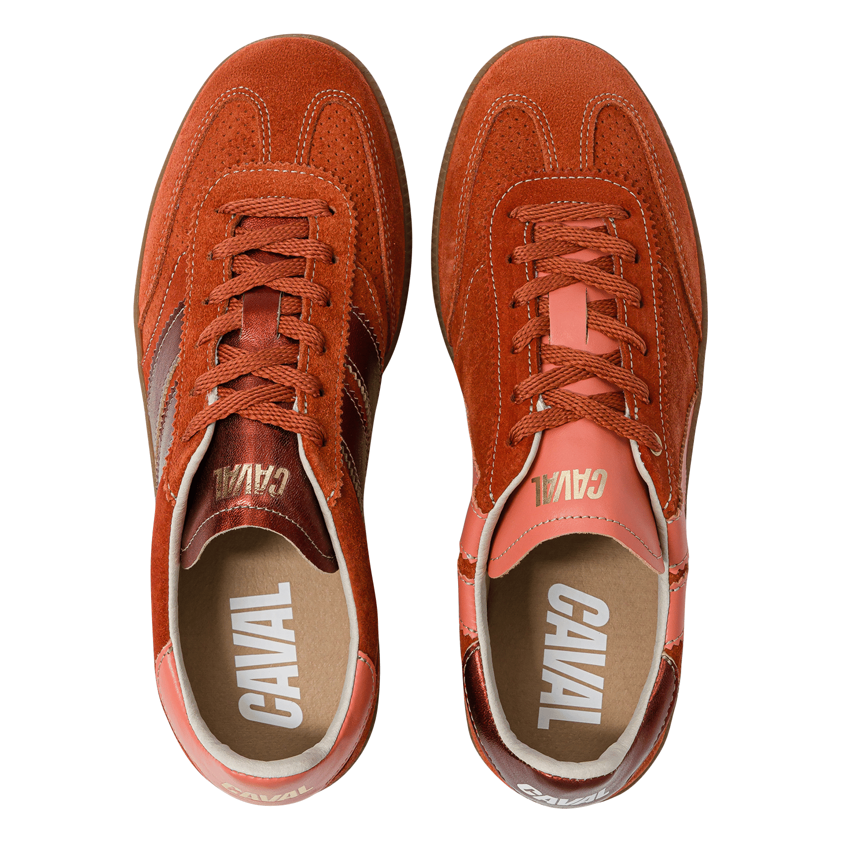 Baskets basses en cuir velours CAVAL Orange