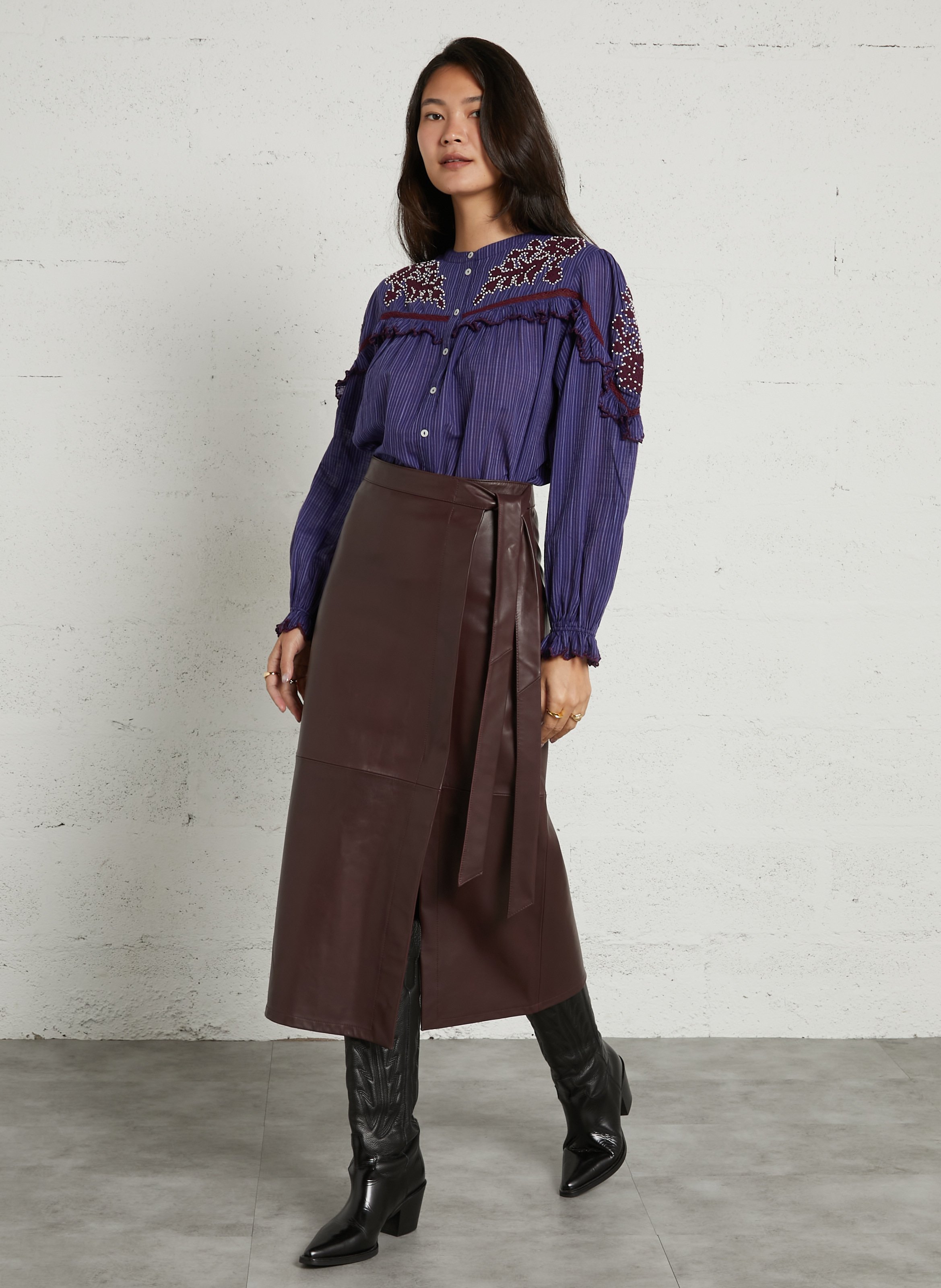 Gerade geschnittene Baumwollbluse mit Streifen LOUISE MISHA Blau