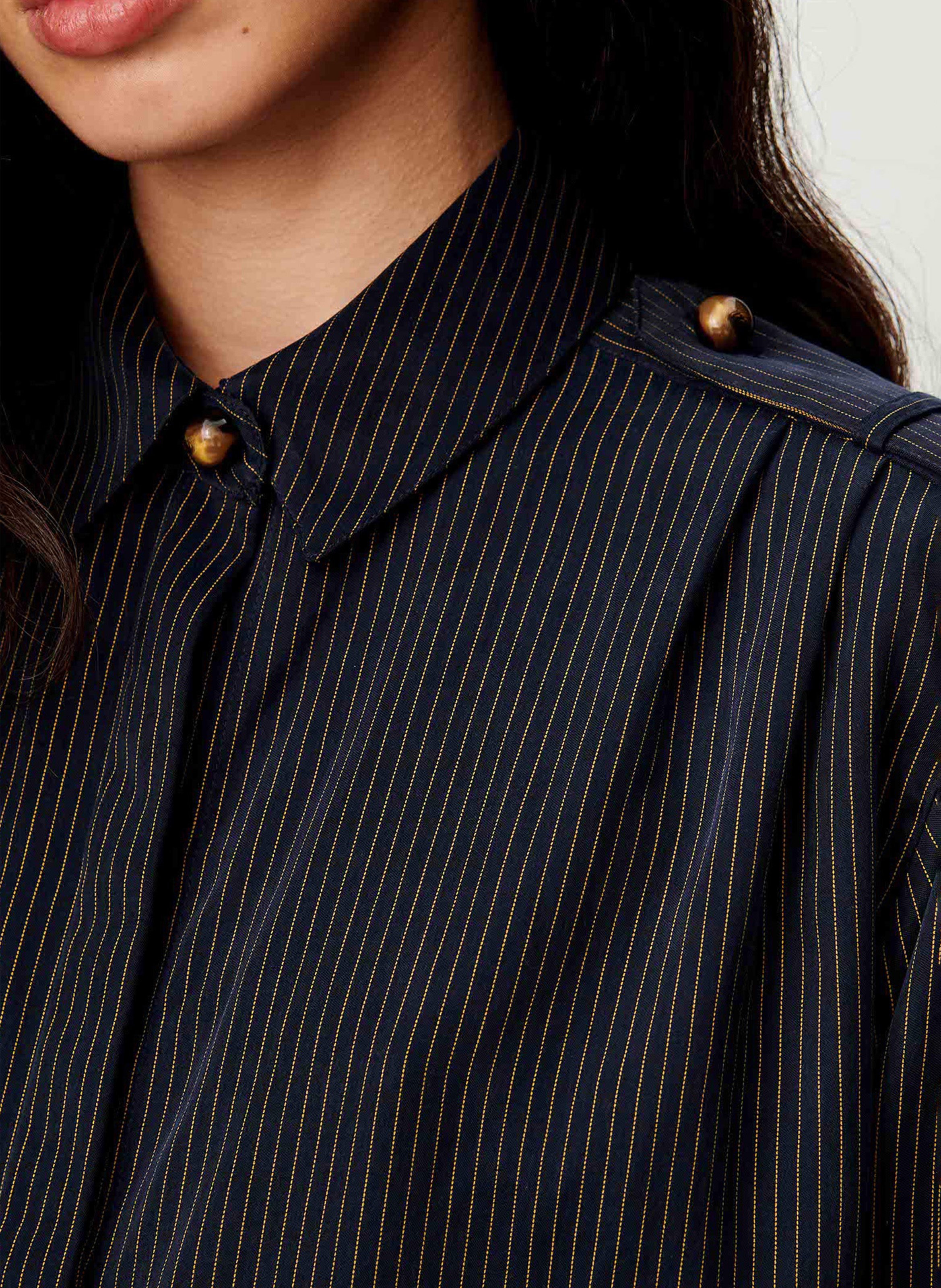 Oversized button-up shirt with stripes SESSUN Blue