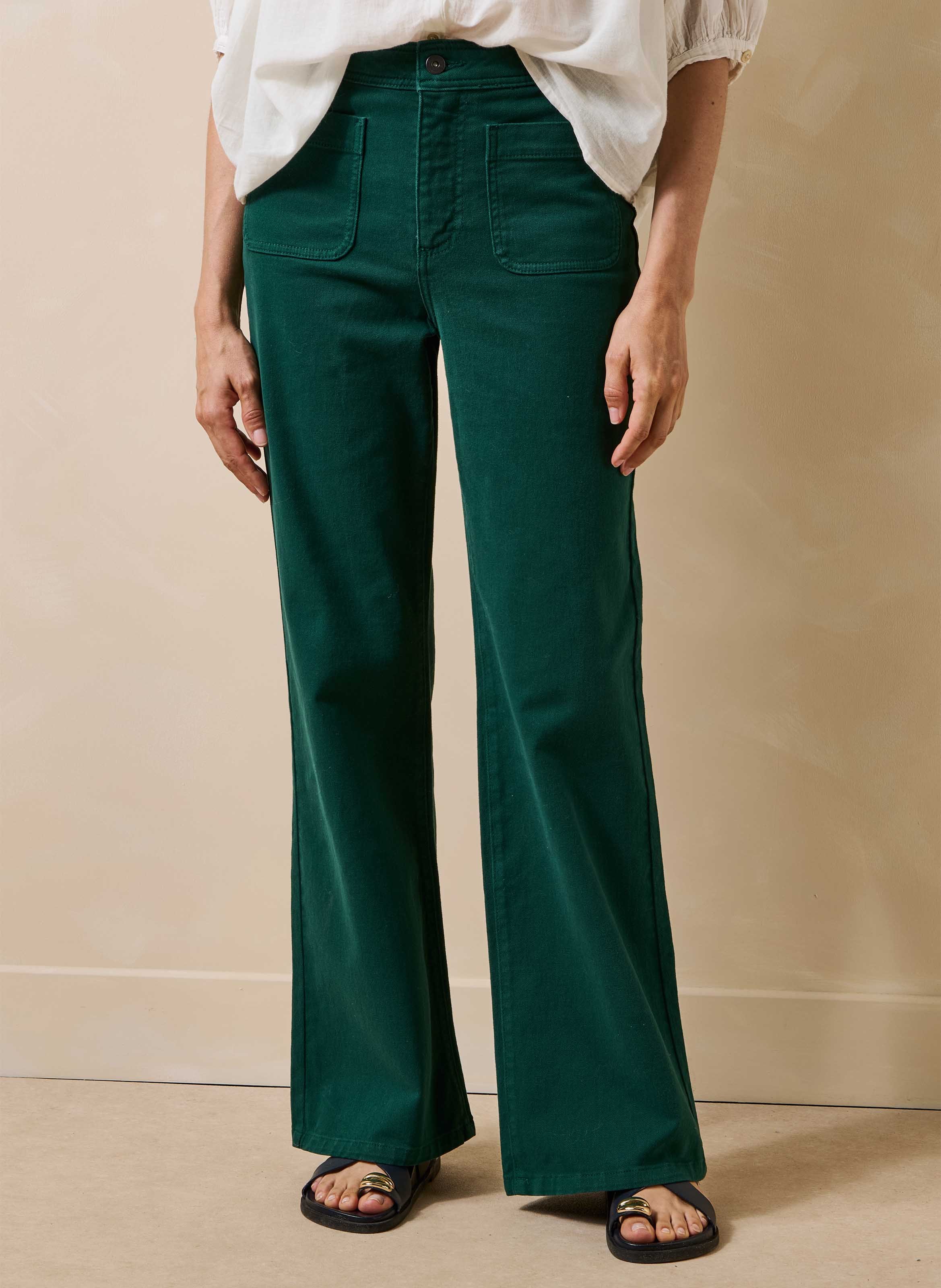 Katoenen bootcut jeans LA FEE MARABOUTEE Groen