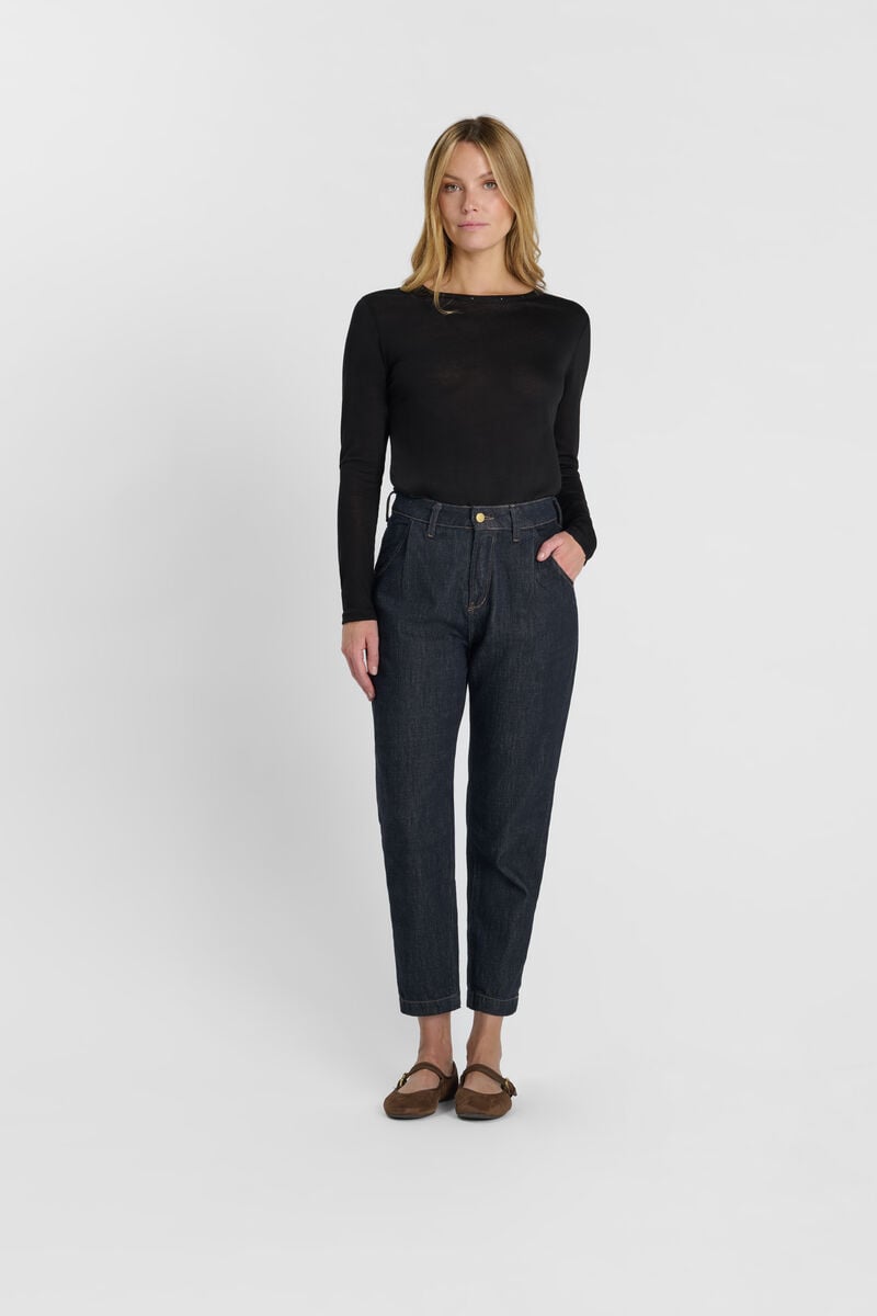 Loose, oversized girlfriend jeans, 7/8 length LE TEMPS DES CERISES Blue