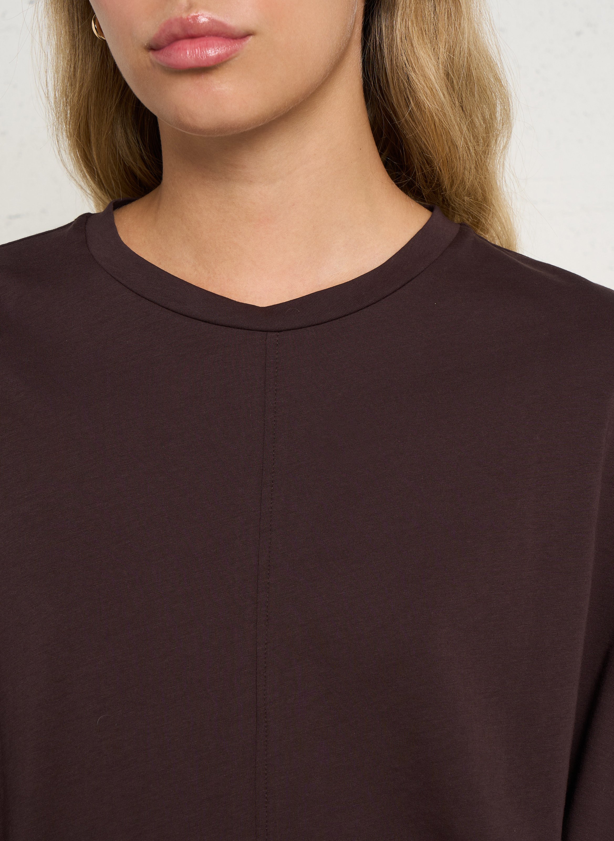 Tee-shirt droit oversize uni SOEUR Marron