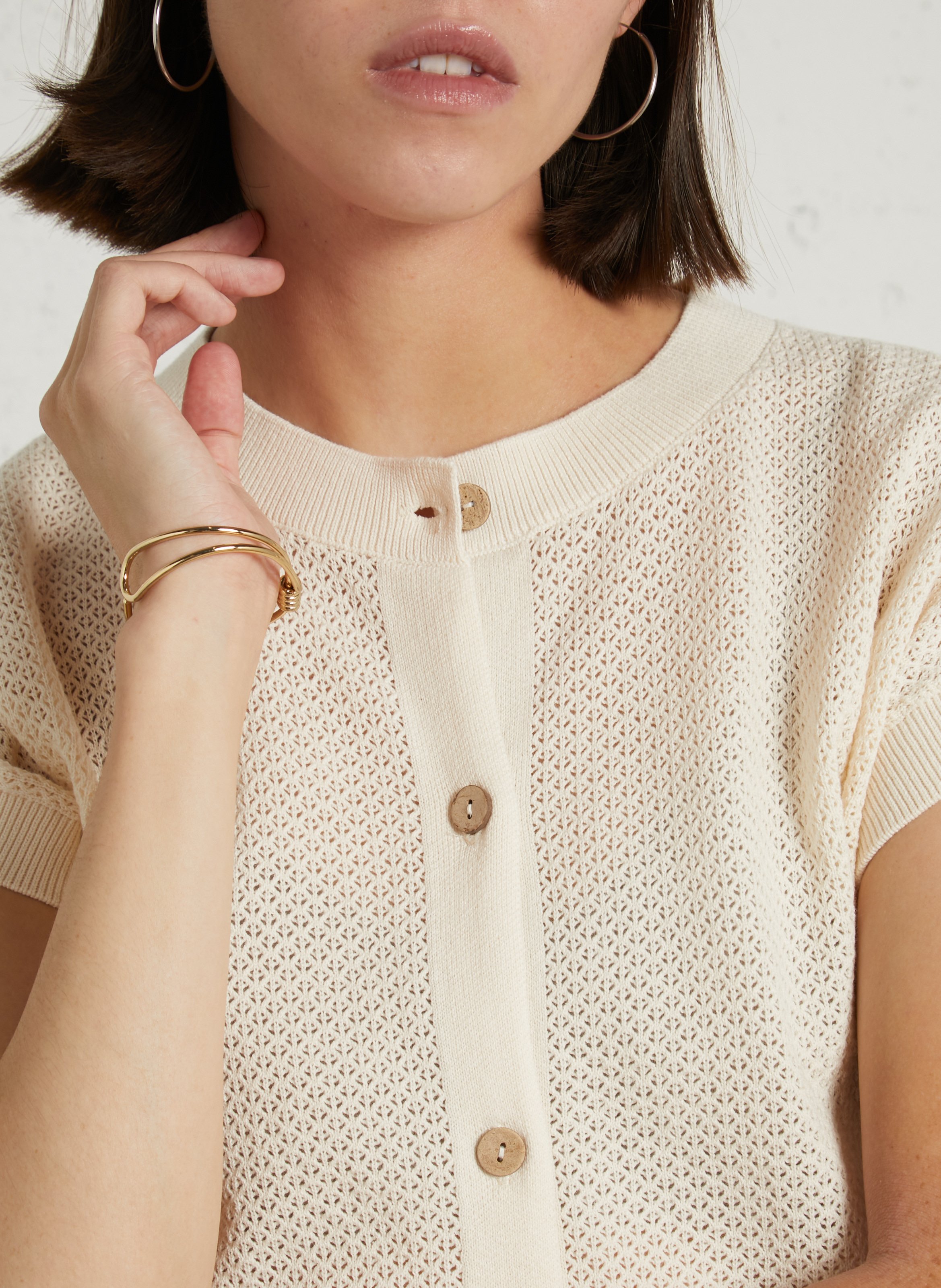 Oversized cotton cardigan MAISON 123 Beige