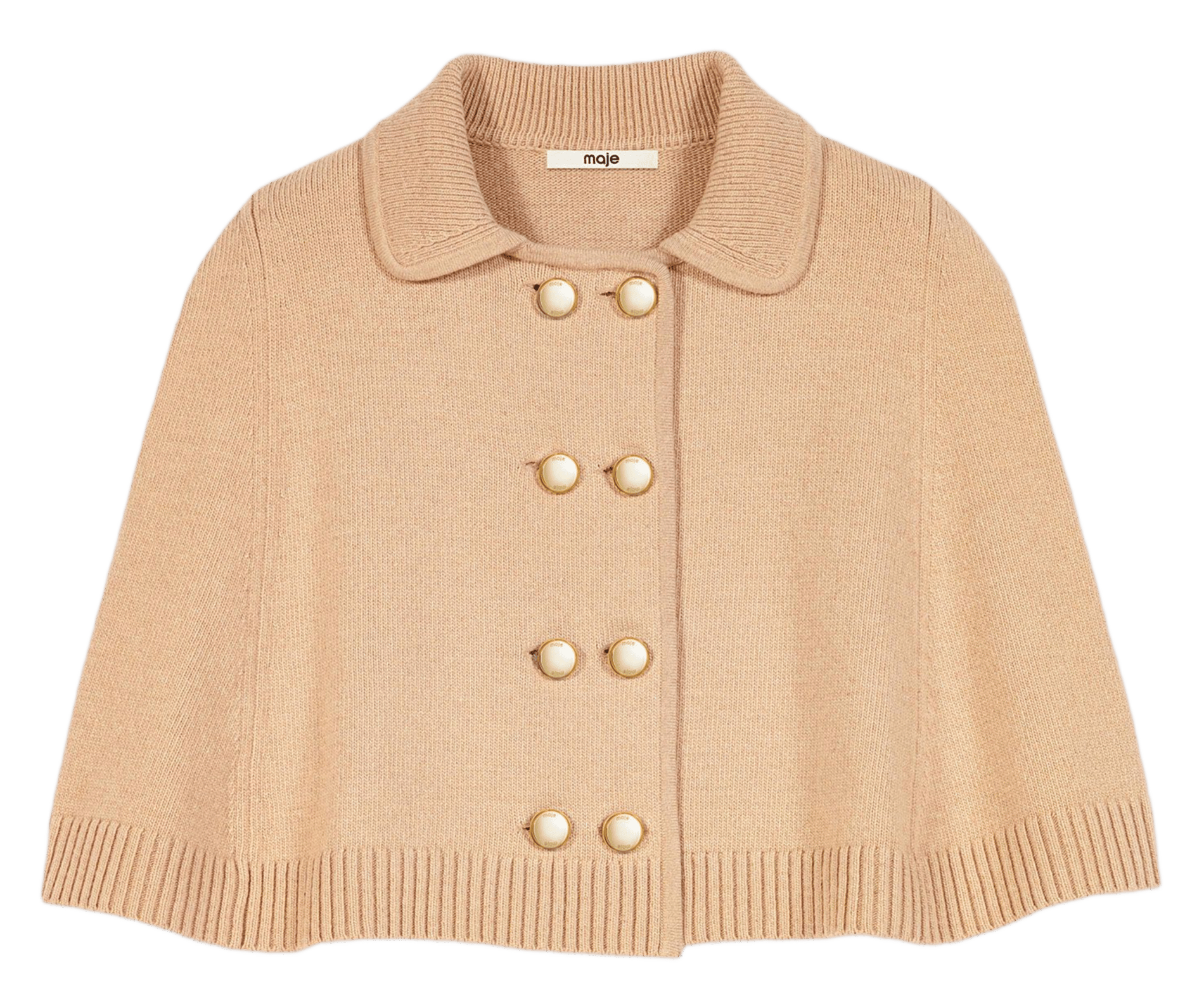 Ruime poncho met klassieke kraag MAJE Beige