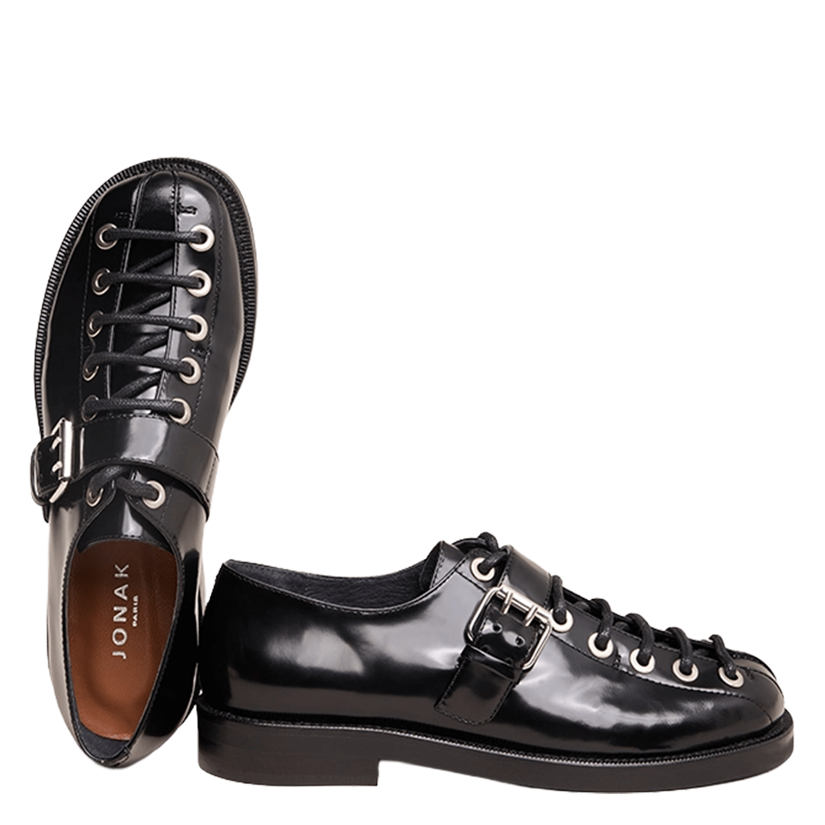 Botines de piel con cordones JONAK Negro