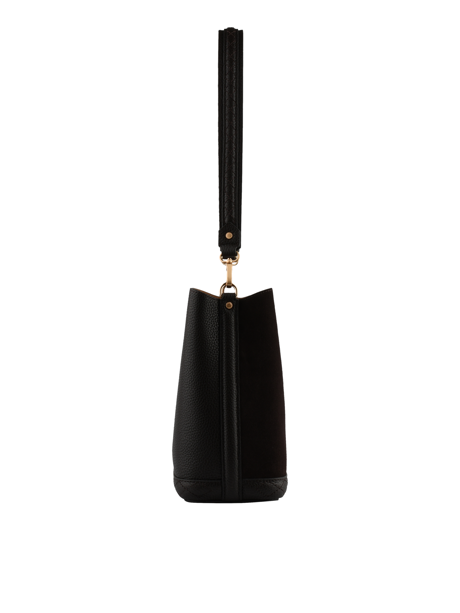 Sac porté épaule en cuir de vachette façon daim POURCHET Marron