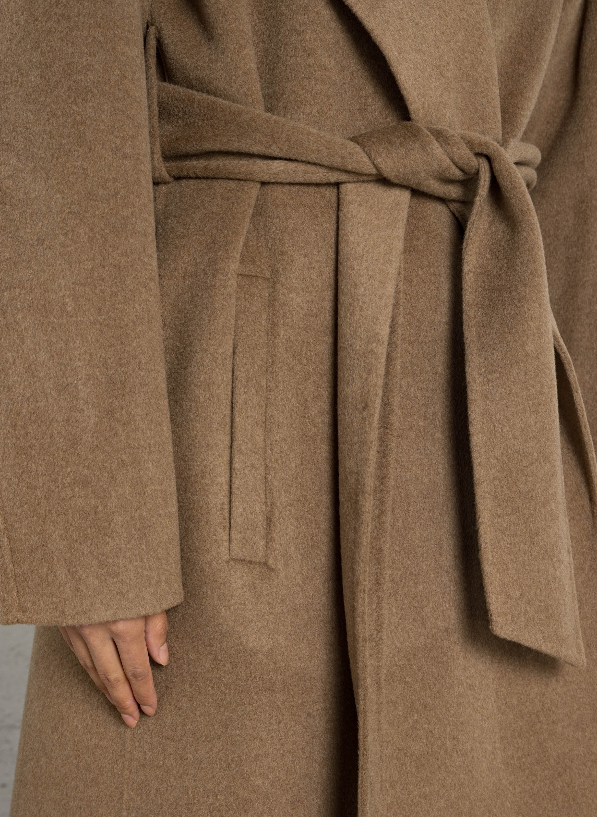Wool-blend long belted coat SOEUR Brown