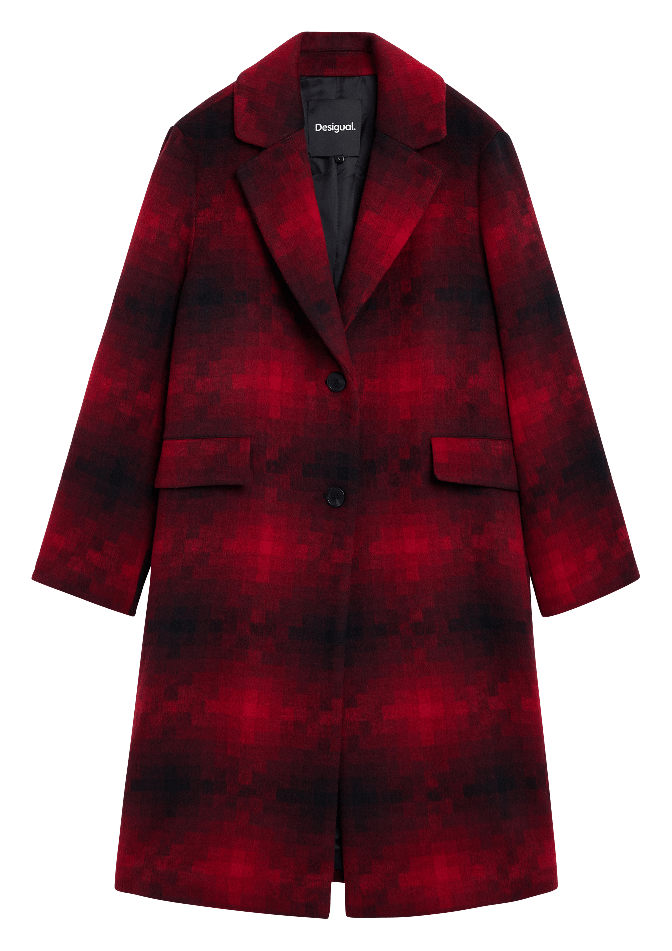 Checked coat with tailored collar DESIGUAL Red
