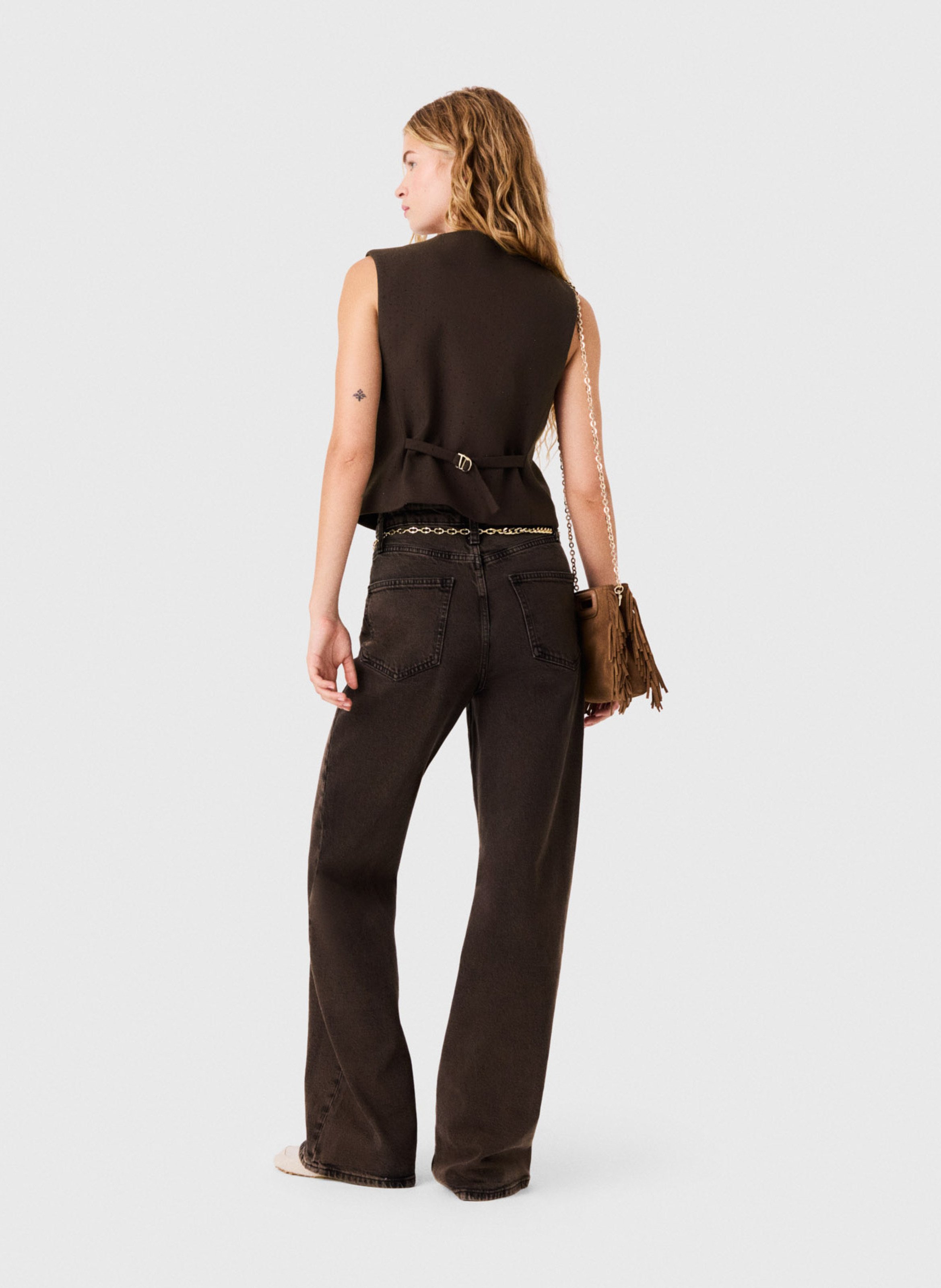 Veste droite sans manches MAJE Marron
