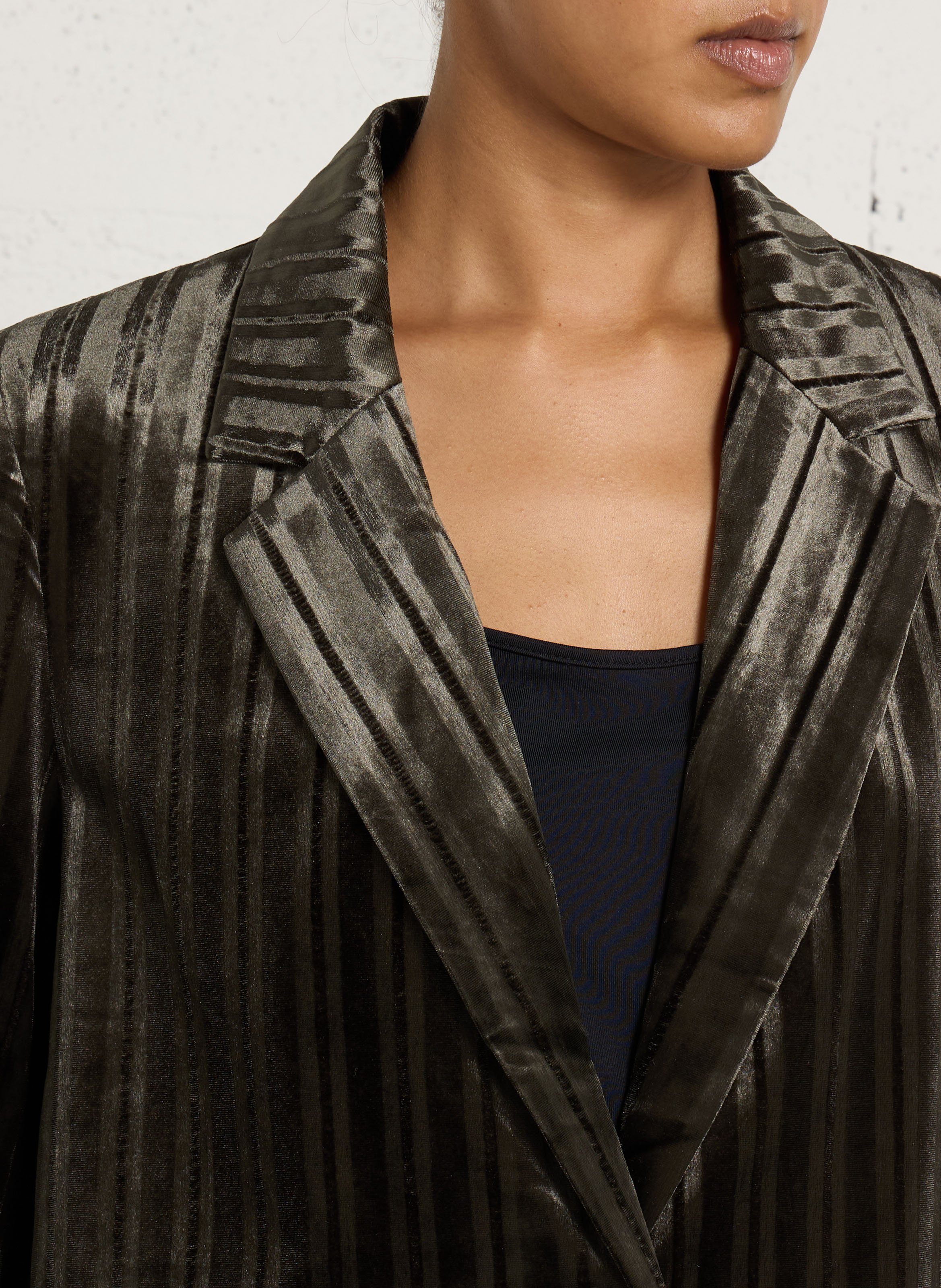 Veste tailleur droit en velours plissée SEE U SOON Vert