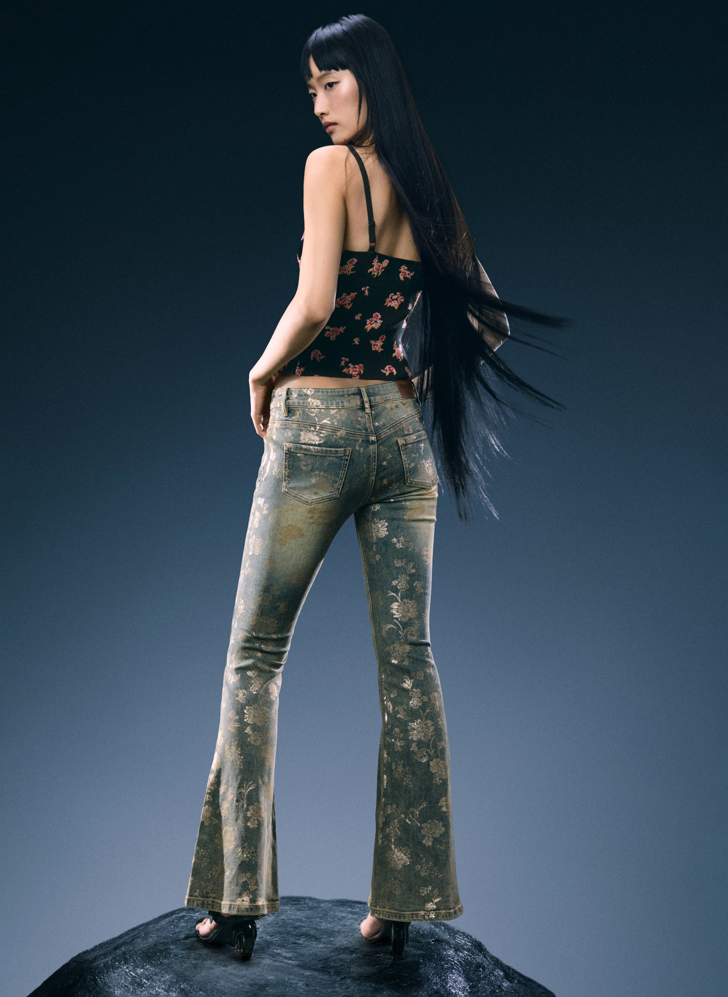Jean évasé à motif  DESIGUAL Bleu