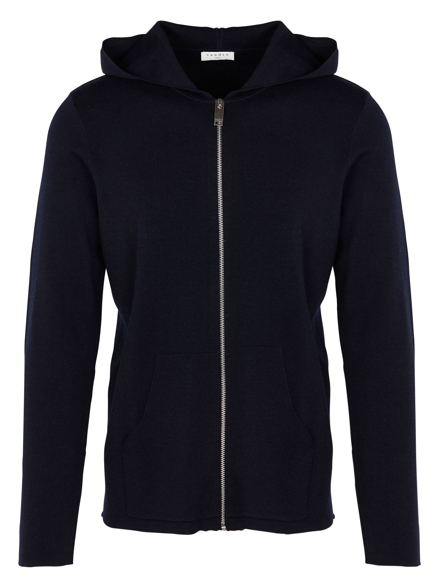 Gilet regular-fit  à capuche zippé en laine SANDRO Bleu