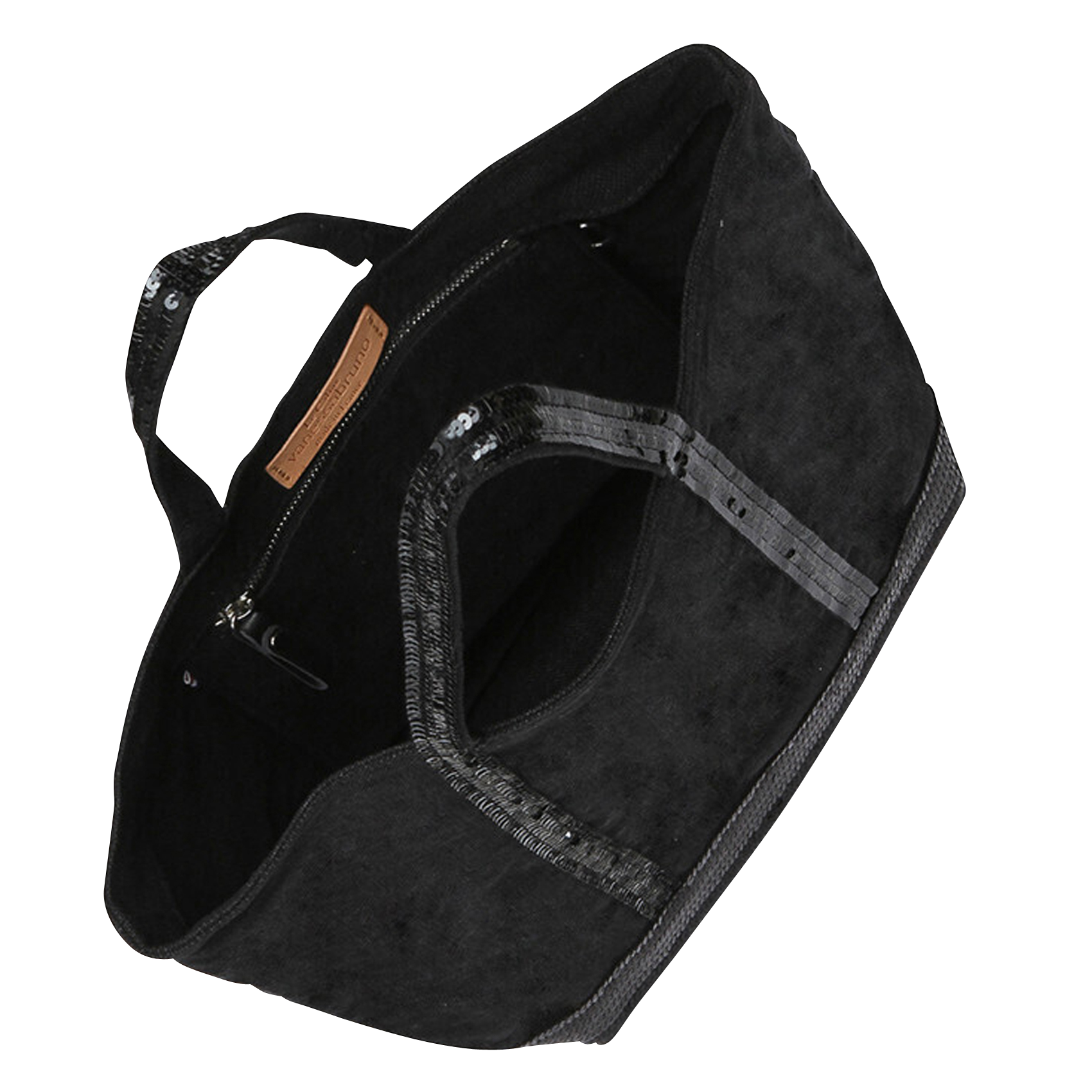 Sequin-embroidered linen tote bag VANESSA BRUNO Black