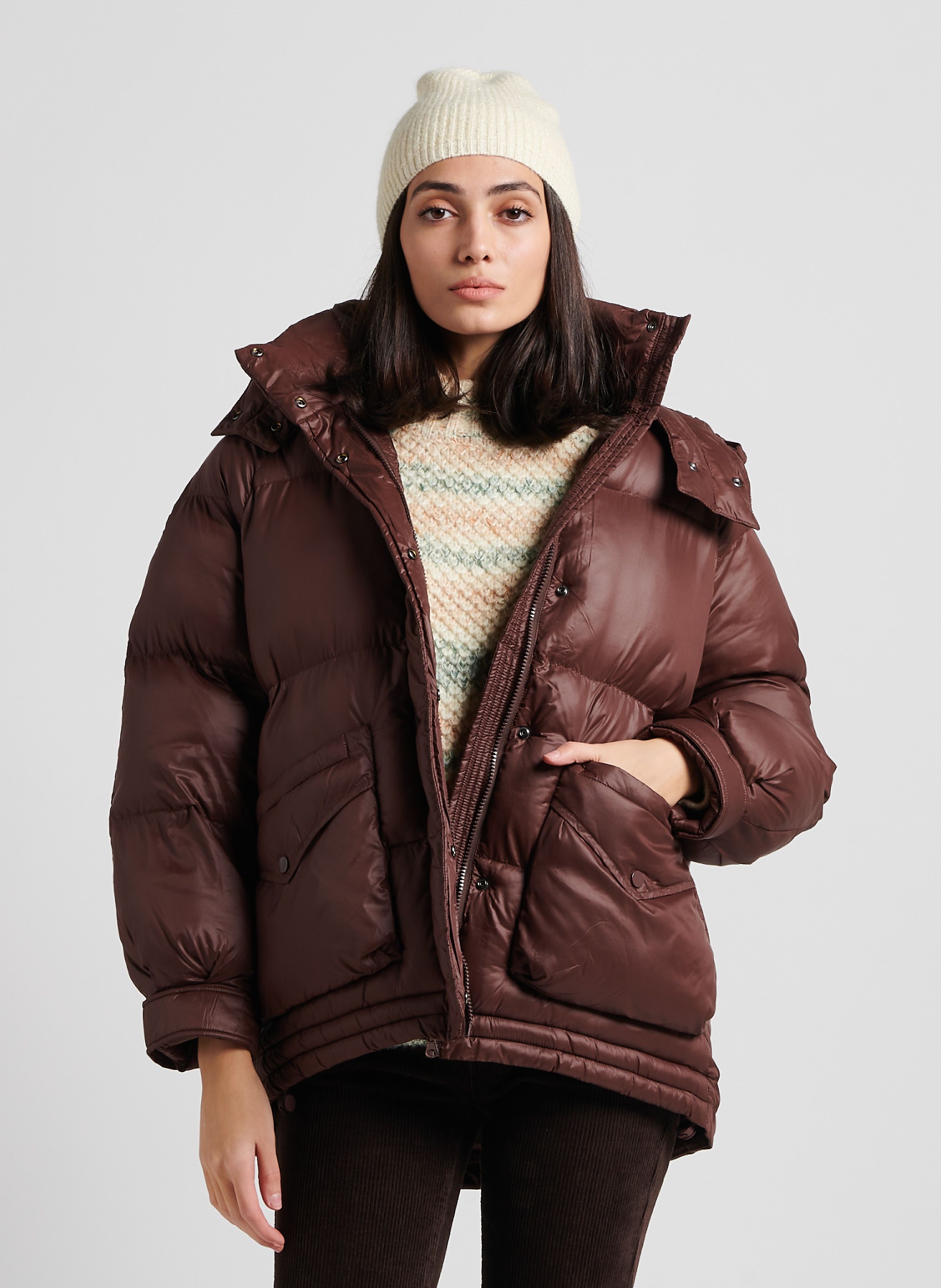 Brown Hooded down jacket