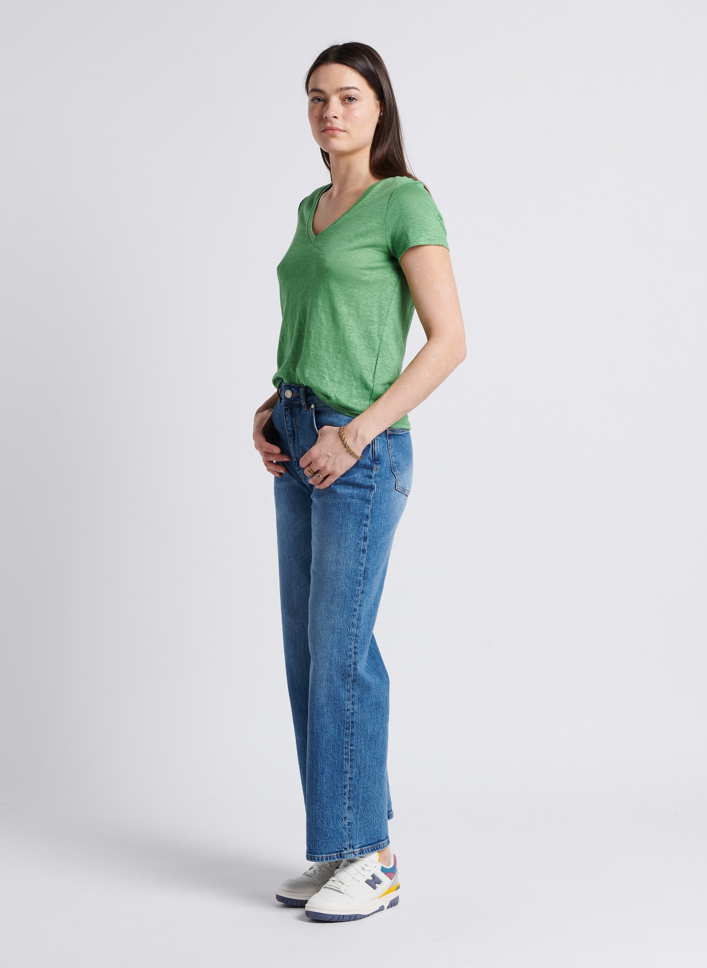 Low-top bi-material sneakers NEW BALANCE White