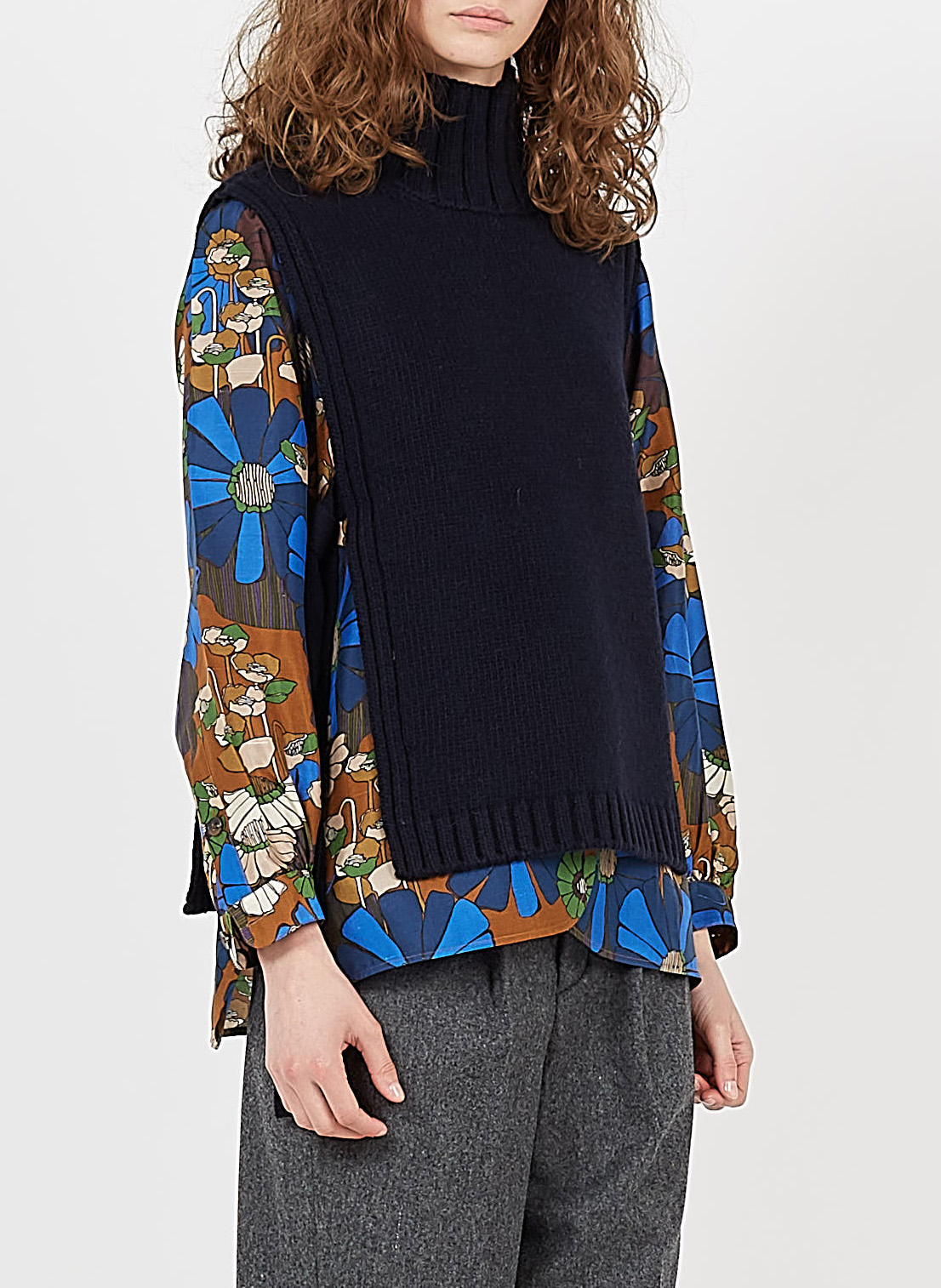 Sleeveless high-neck wool-blend sweater SOEUR Blue