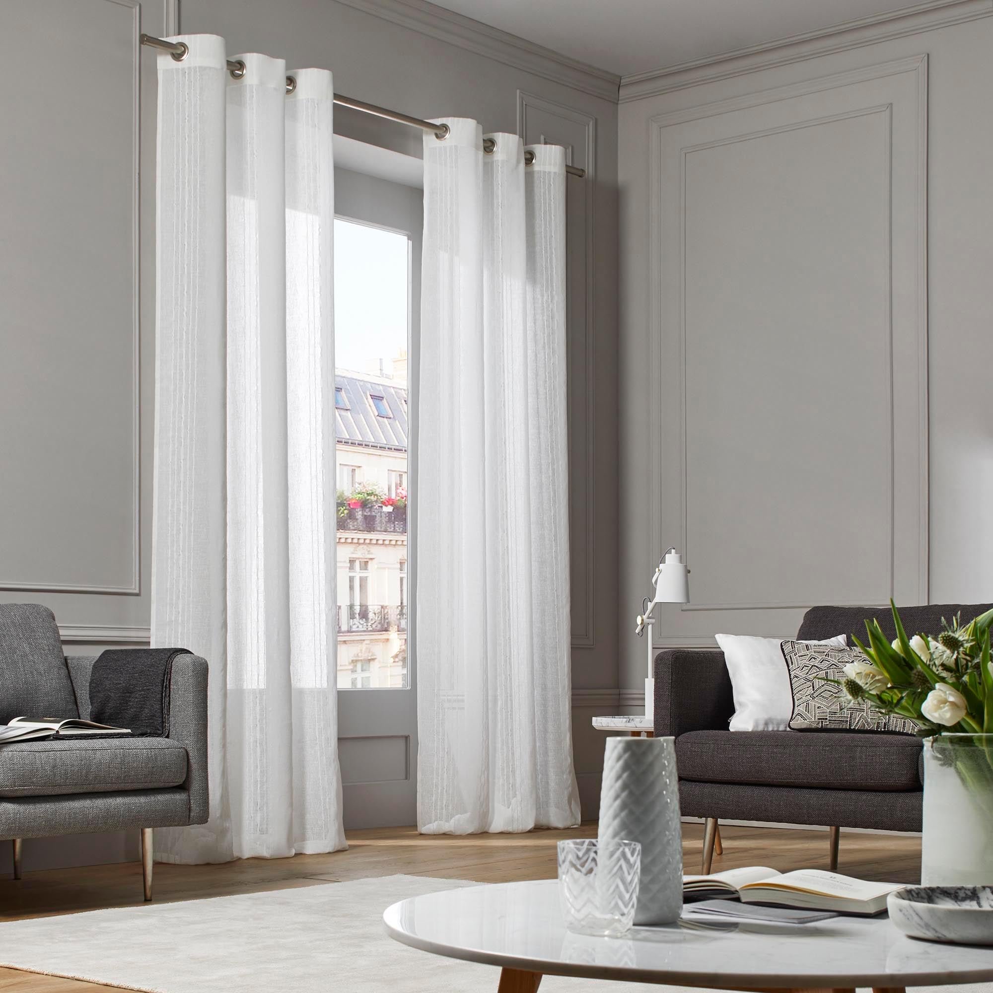 MYKONOS - Net curtain with eyelets MADURA White