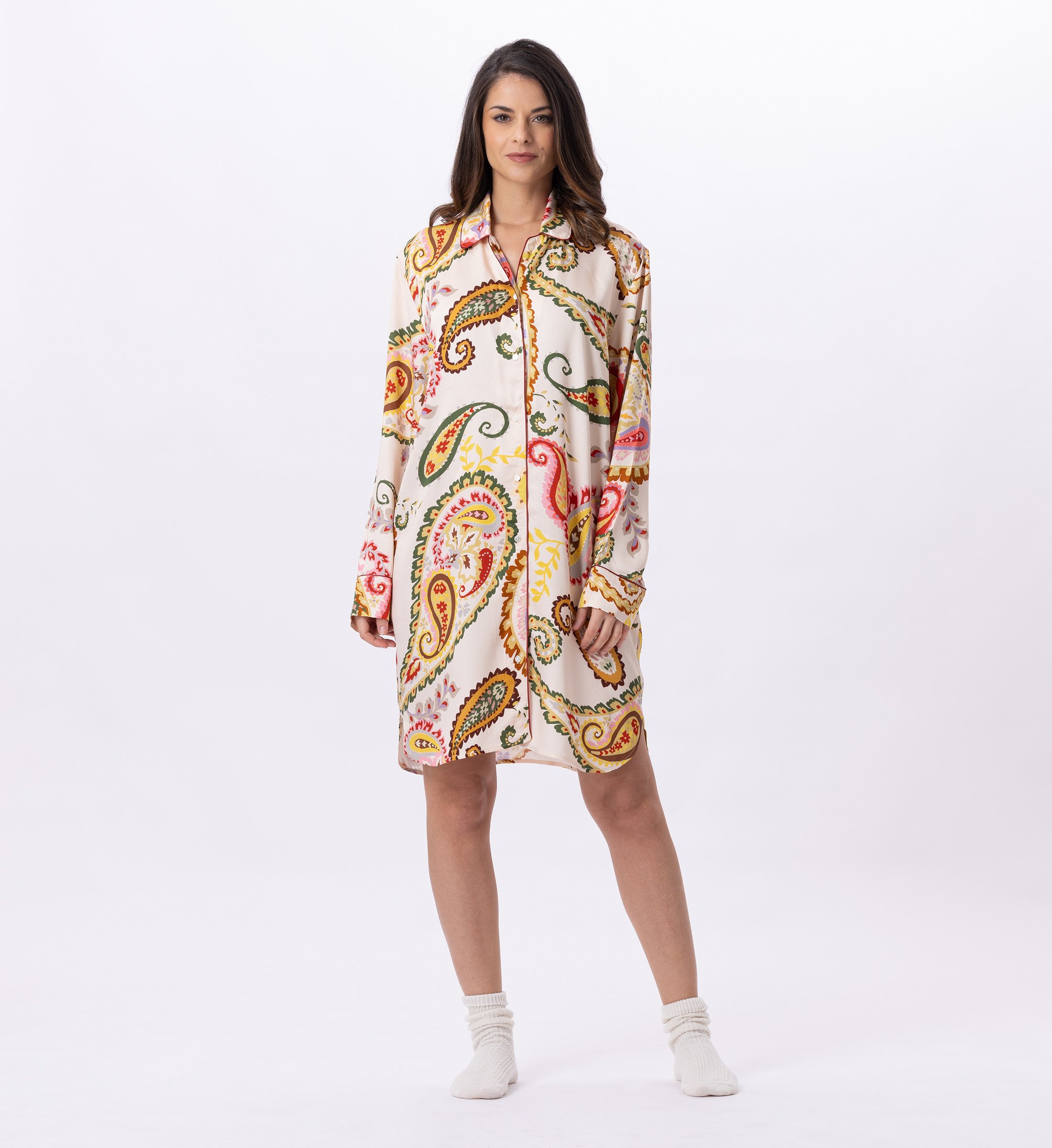 Buttoned viscose nightgown LE CHAT Multicolored