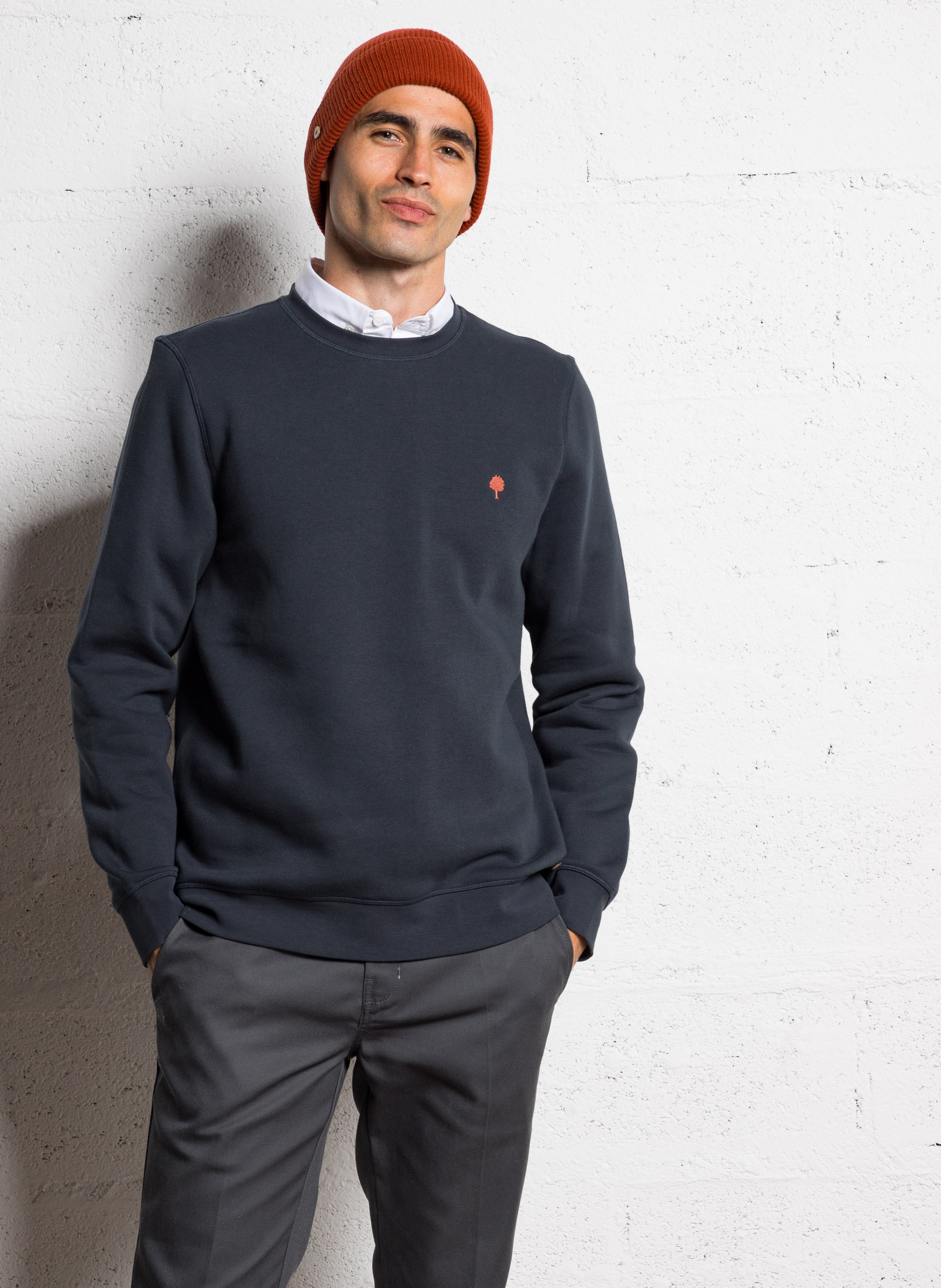 Gerade geschnittenes Rundhals-Sweatshirt aus Baumwoll-Mix FAGUO Blau