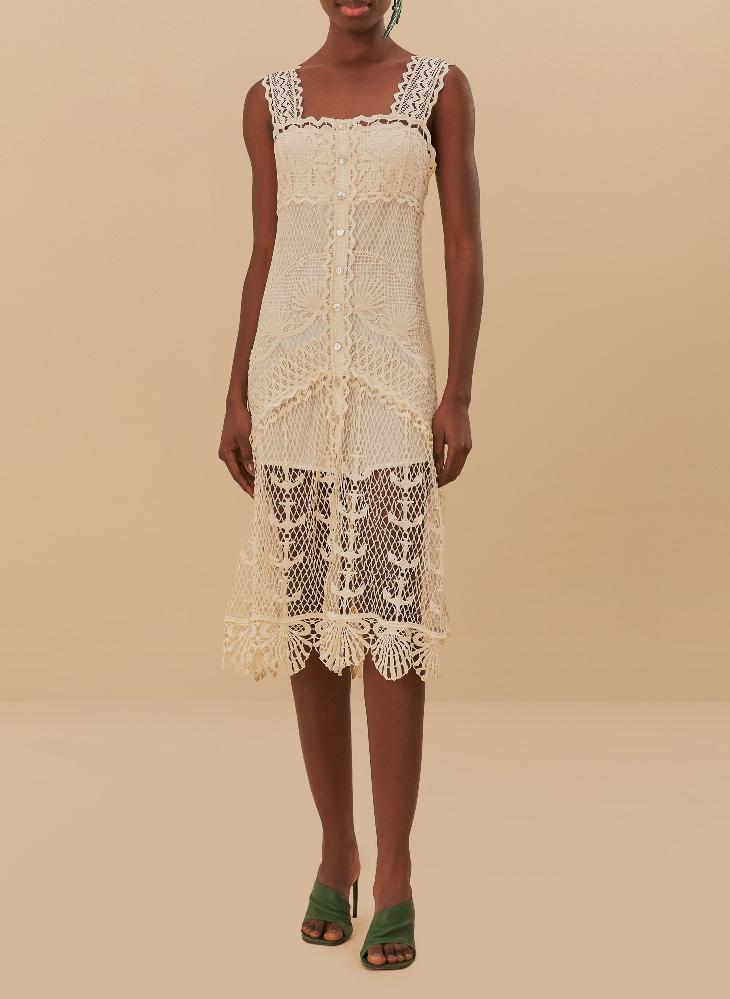 Long guipure dress FARM RIO White