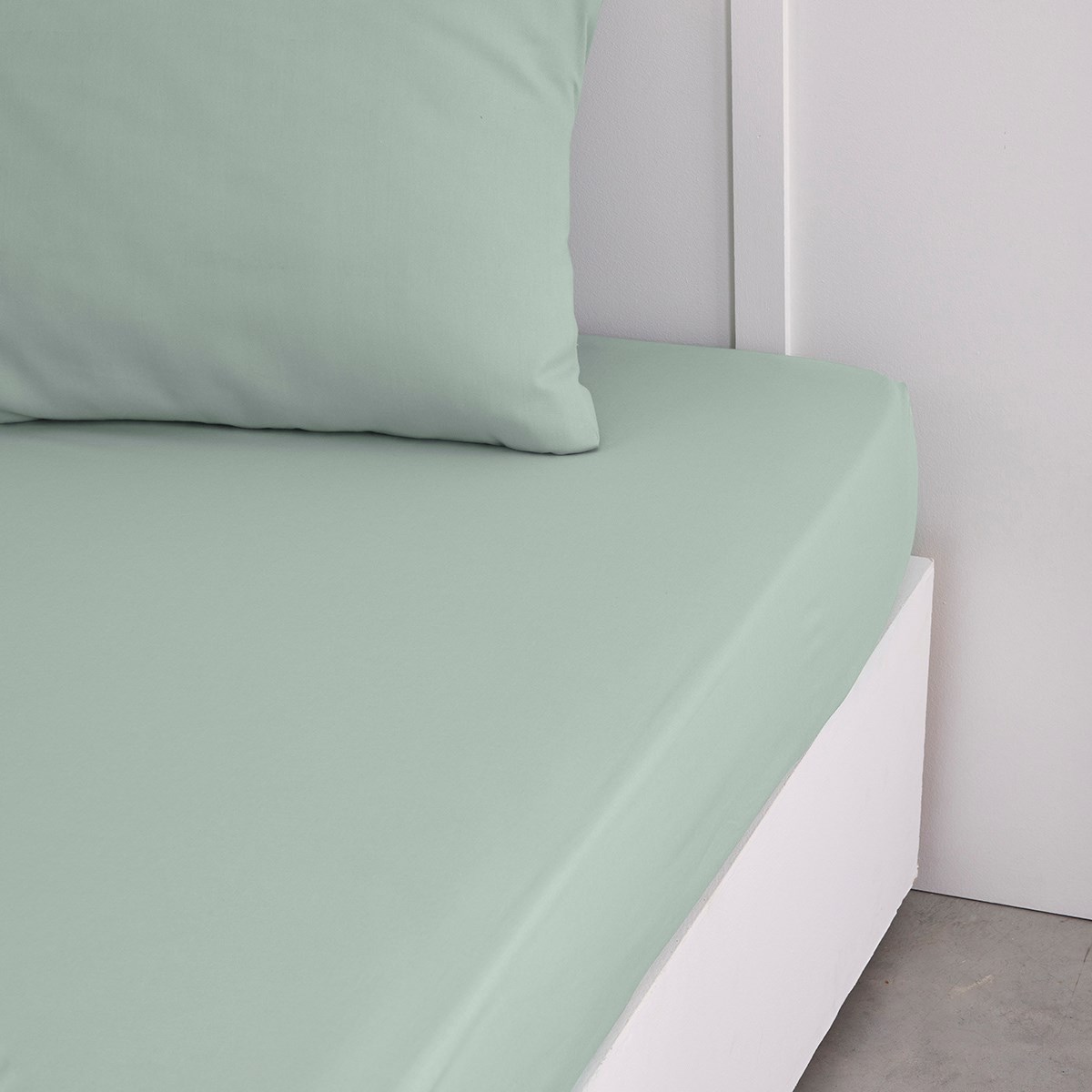 Solid color fitted sheet in cotton TODAY LINGE DE MAISON Green