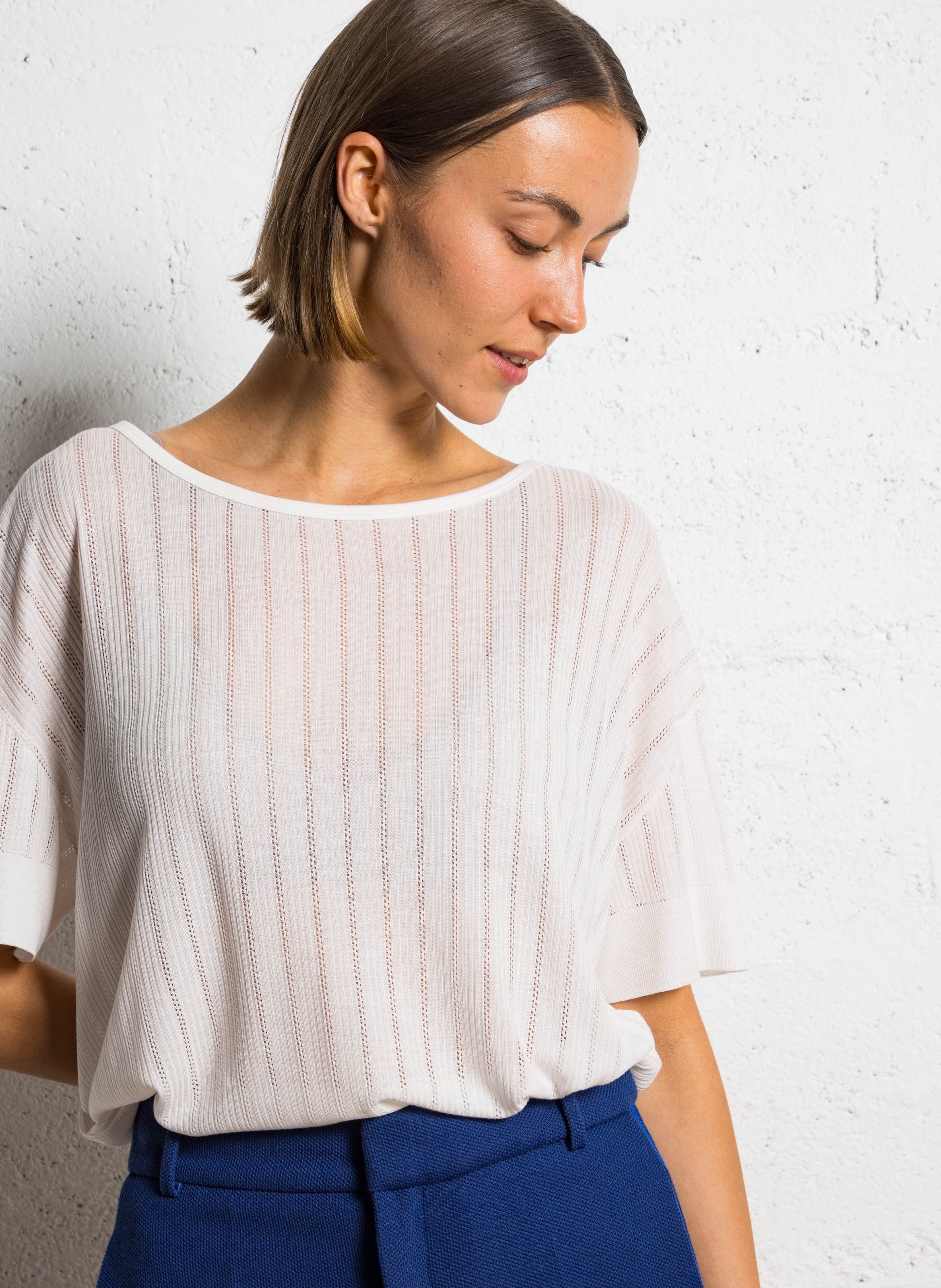 Tee-shirt fluide à manches courtes MAJESTIC FILATURES Beige