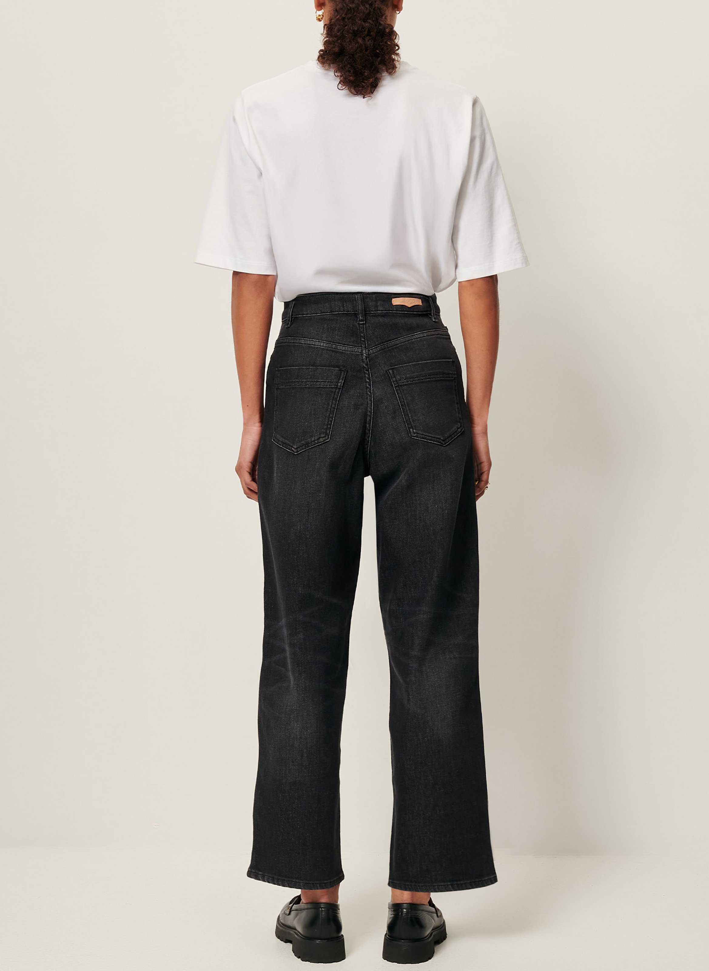 Jean droit taille haute en coton SESSUN Noir