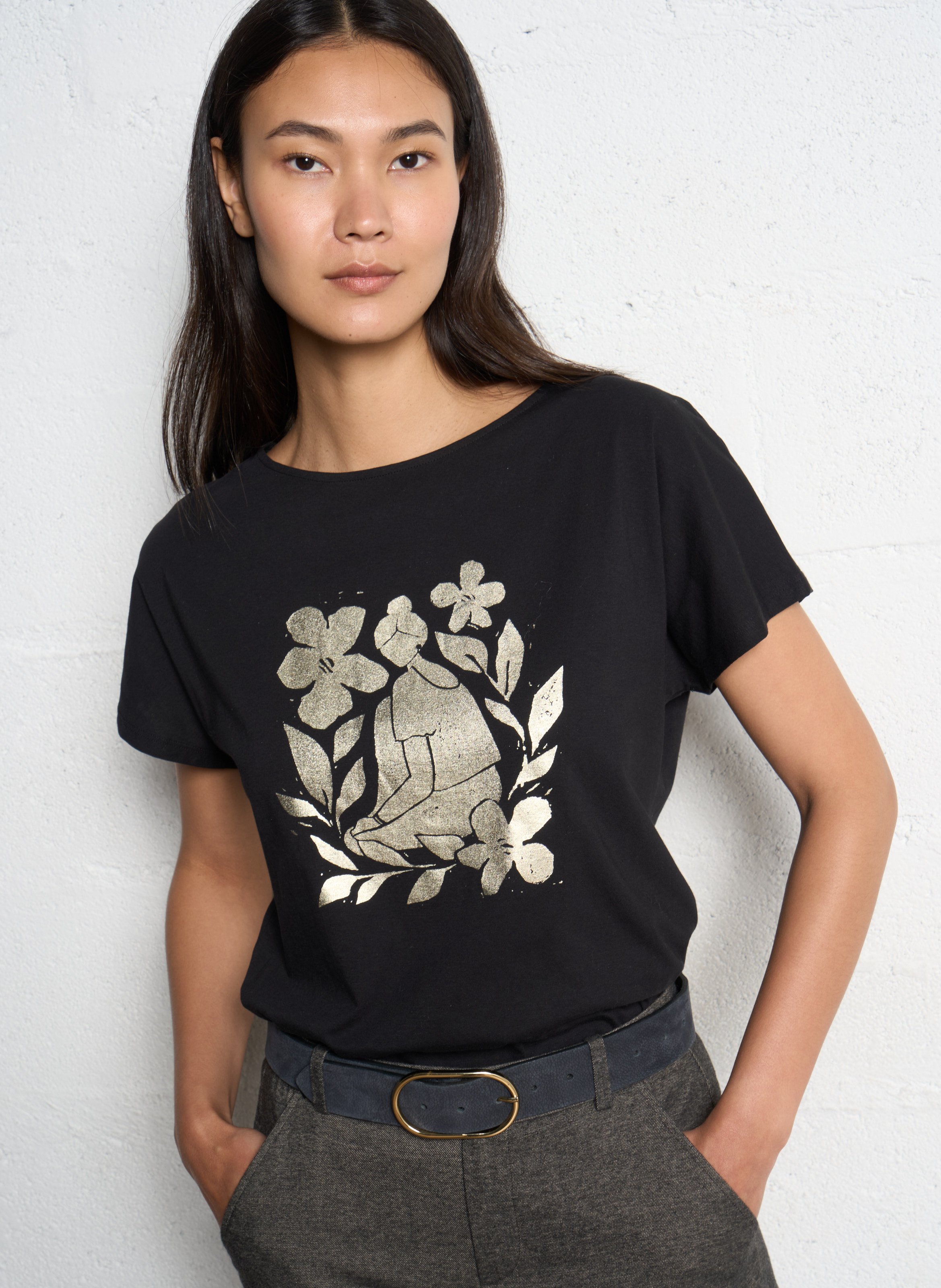 Effen T-shirt ONE STEP Zwart